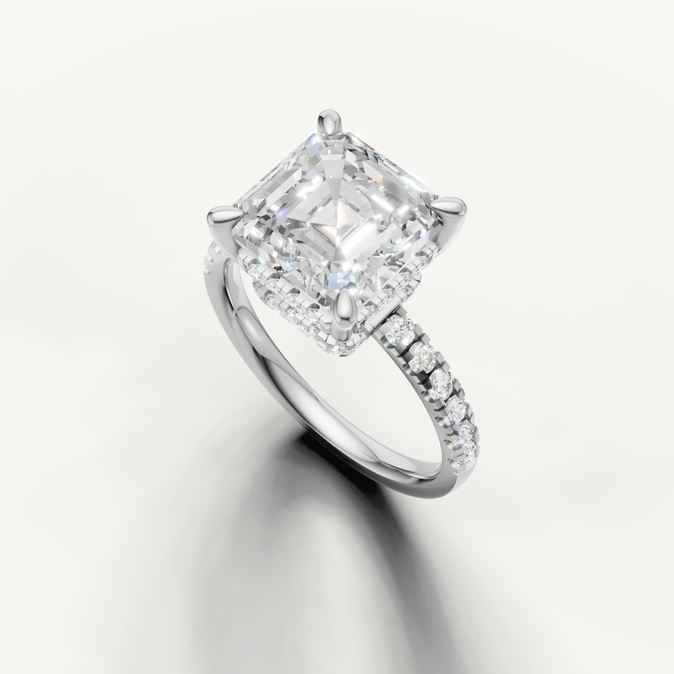 14K White Gold Asscher Cut Lab Grown Diamond Ring – Raul Diamonds