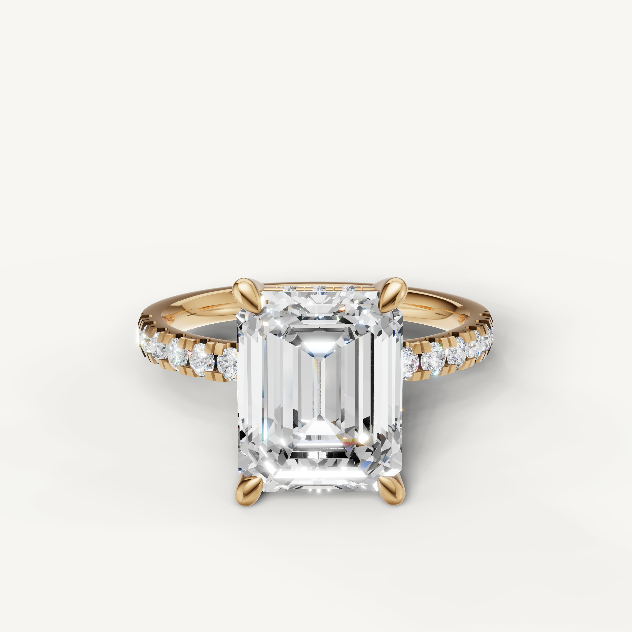 Emerald Cut Lab Grown Diamond Engagement Ring in 14K Yellow Gold – Raul Diamonds