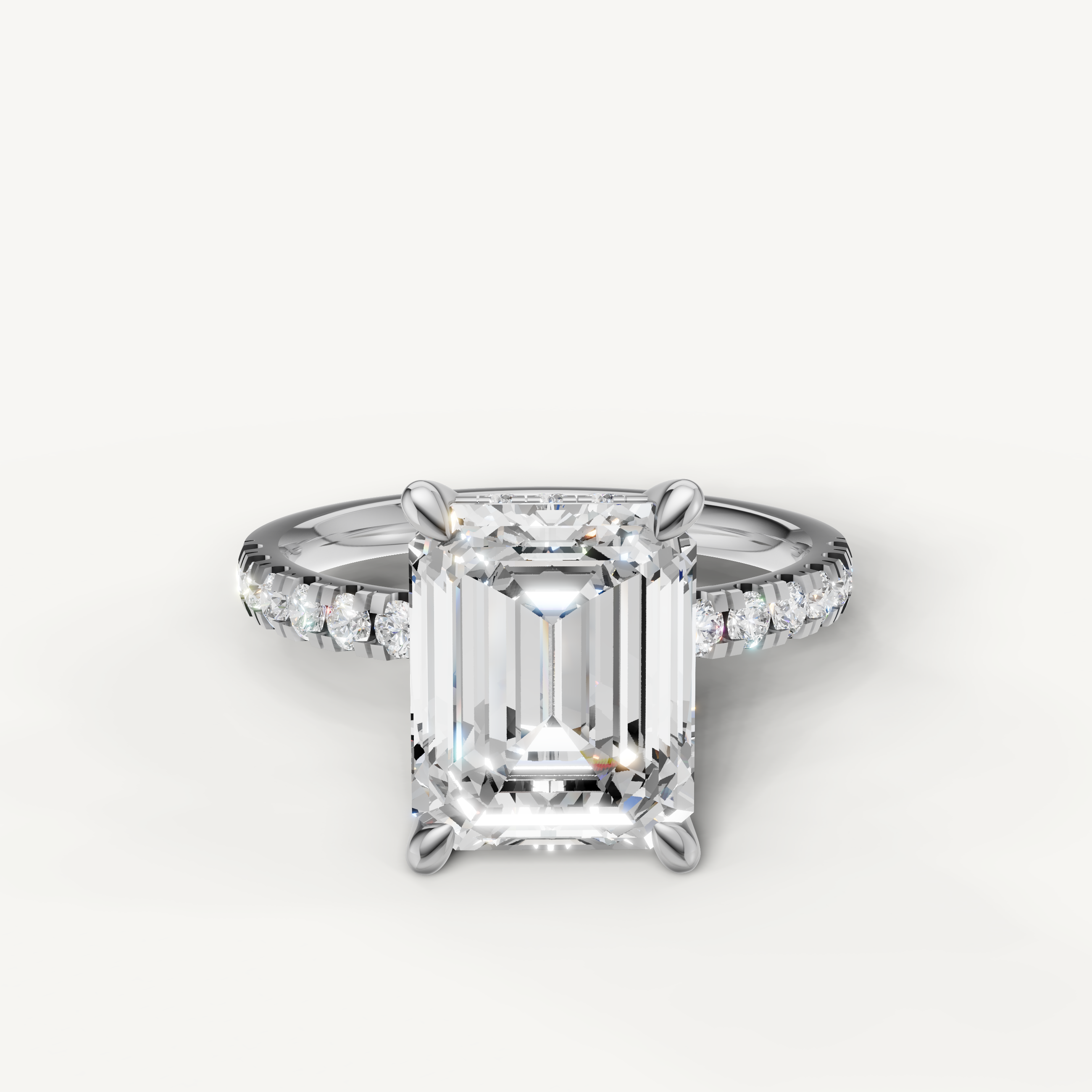 Emerald Cut Lab Grown Diamond Engagement Ring in 14K White Gold – Raul Diamonds