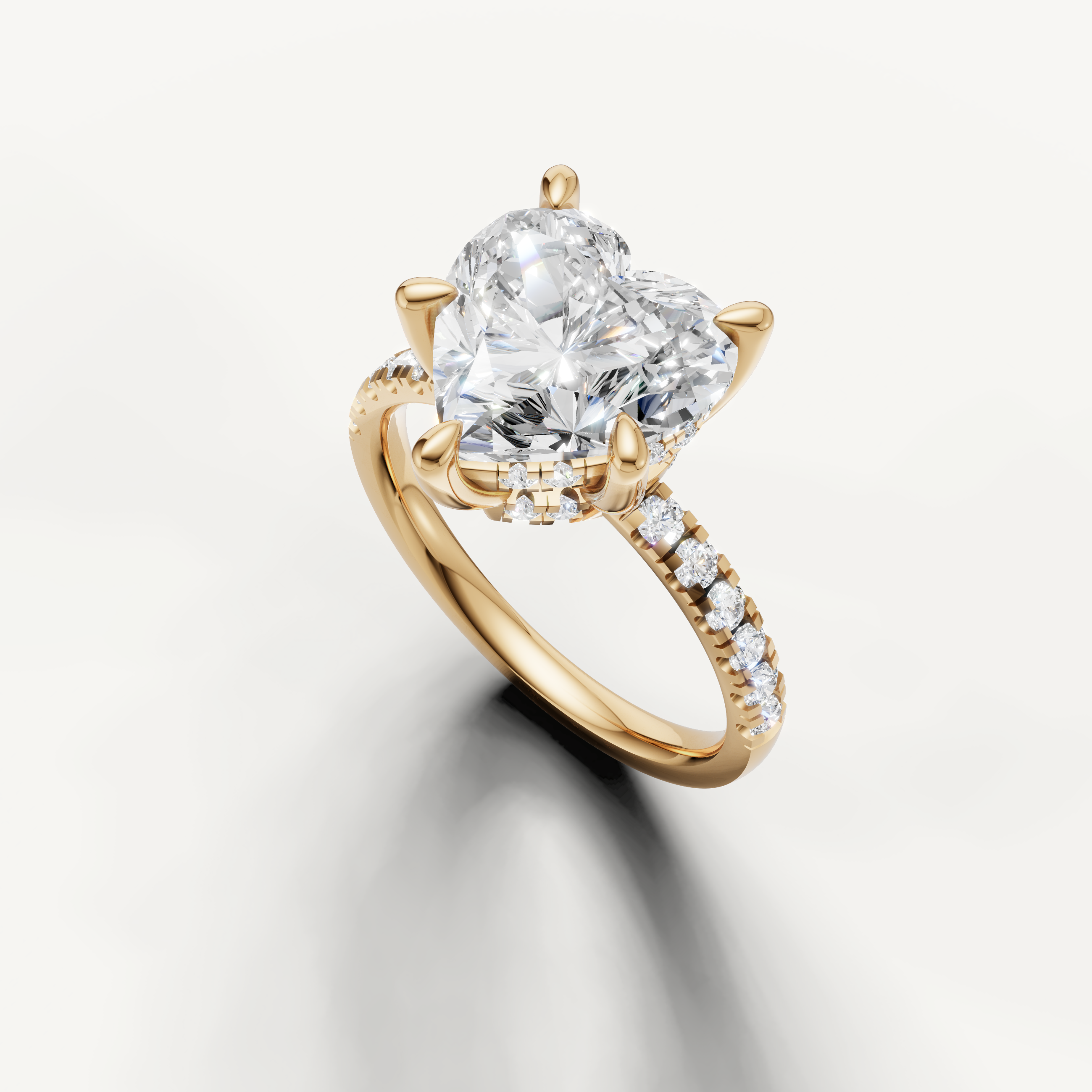 Romantic Heart Shape Diamond Engagement Ring in Yellow Gold – Raul Diamonds