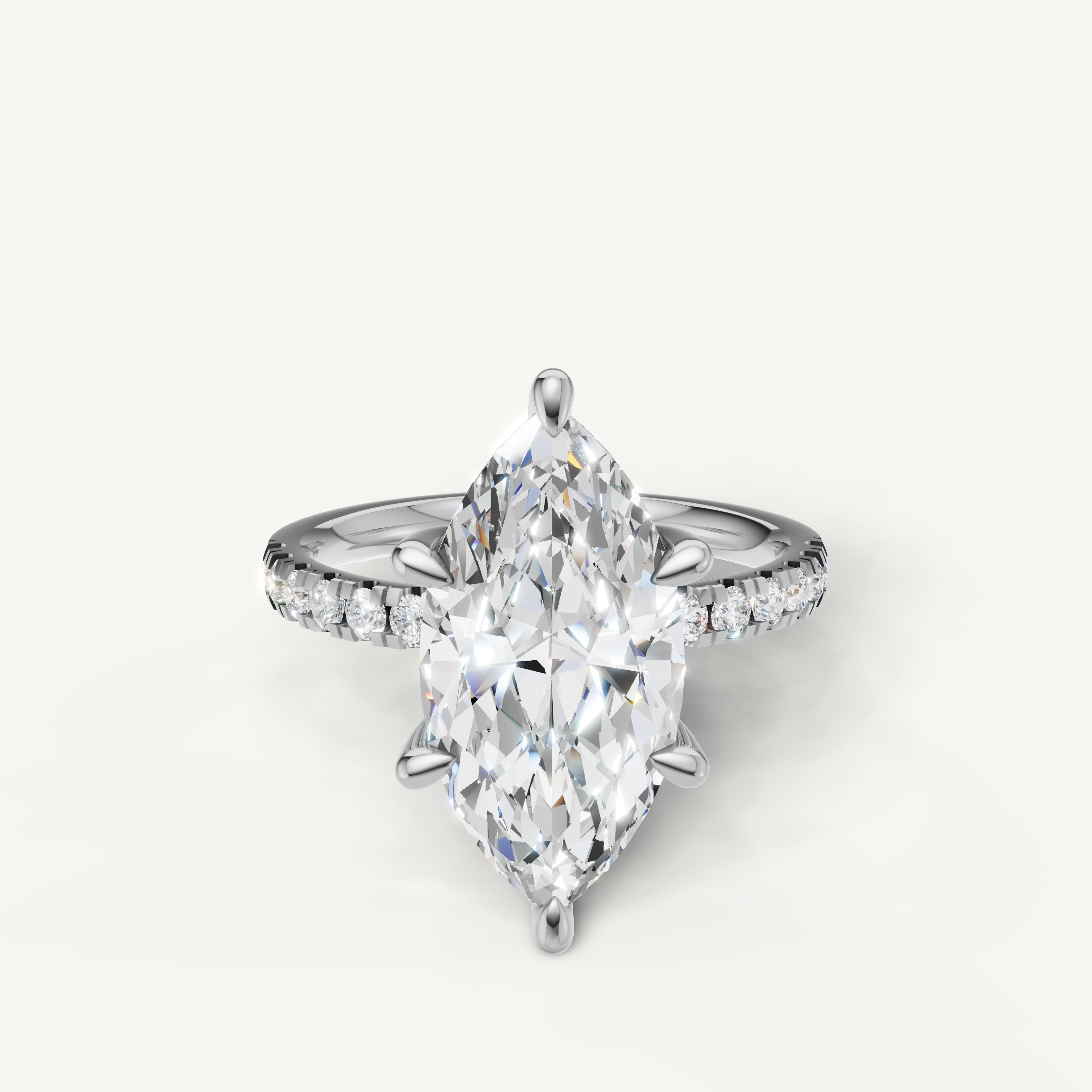 Marquise Cut Lab Grown Diamond Engagement Ring in 14K White Gold – Raul Diamonds