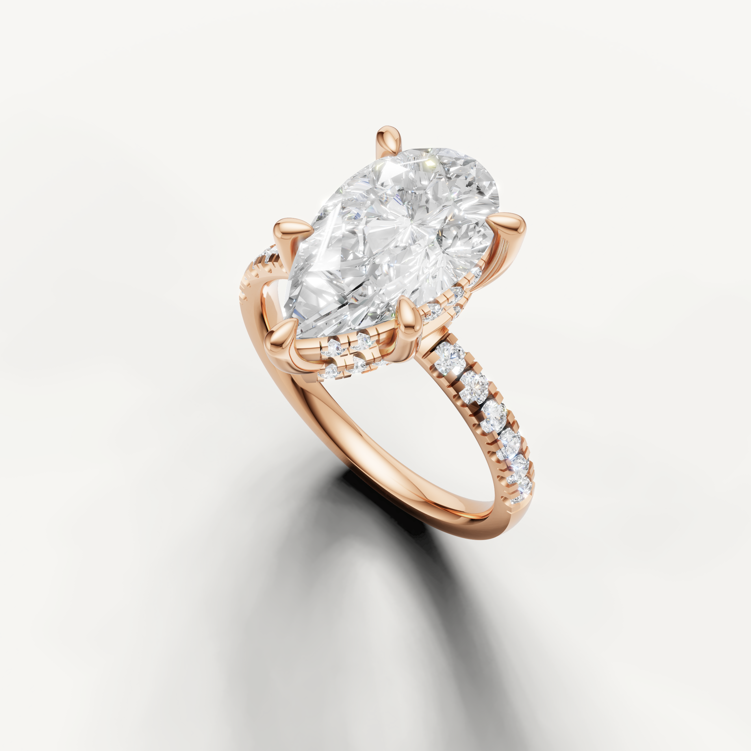 14K Rose Gold Pear Cut Diamond Engagement Ring – Raul Diamonds