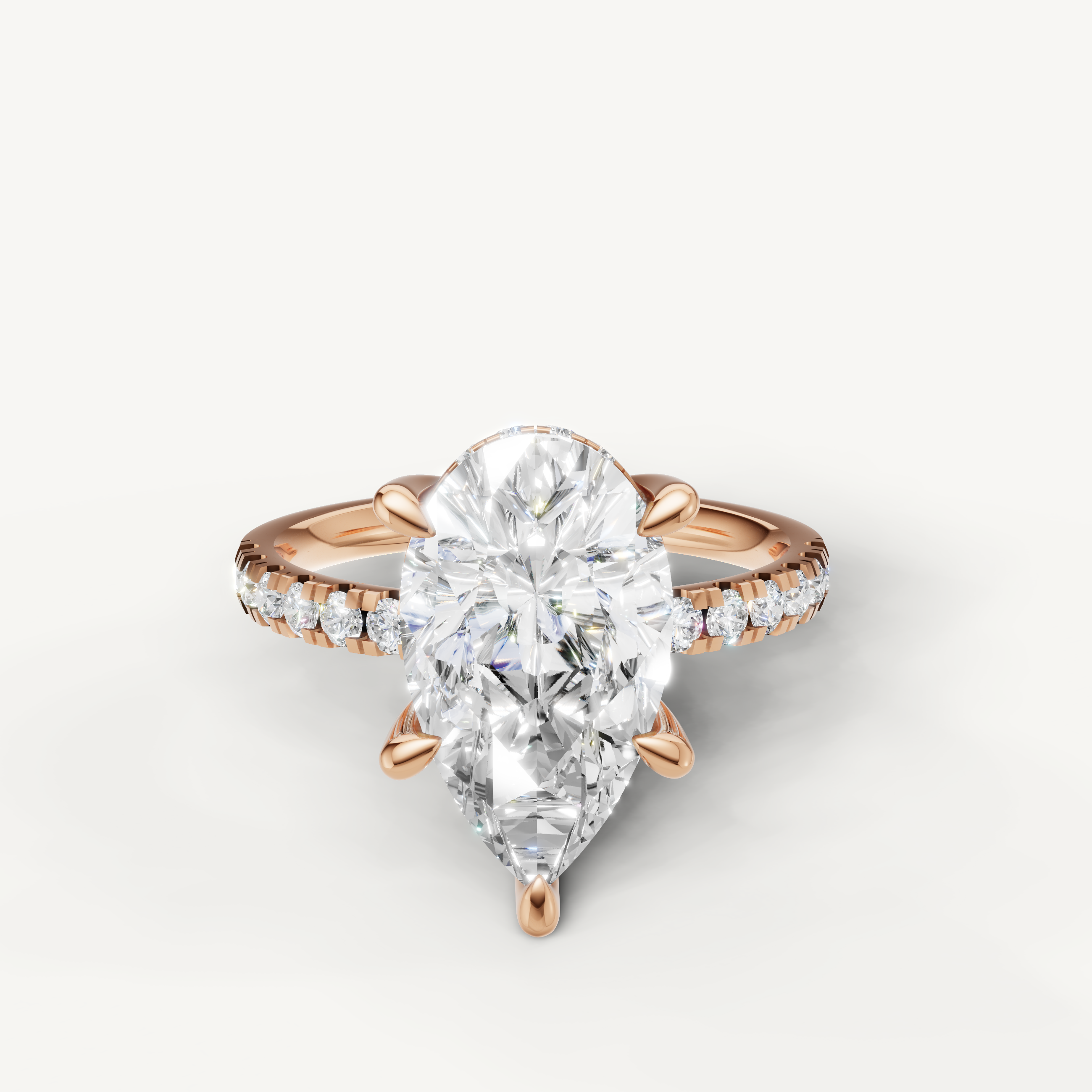 Pear Cut Lab Grown Diamond Engagement Ring in 14K Rose Gold – Raul Diamonds