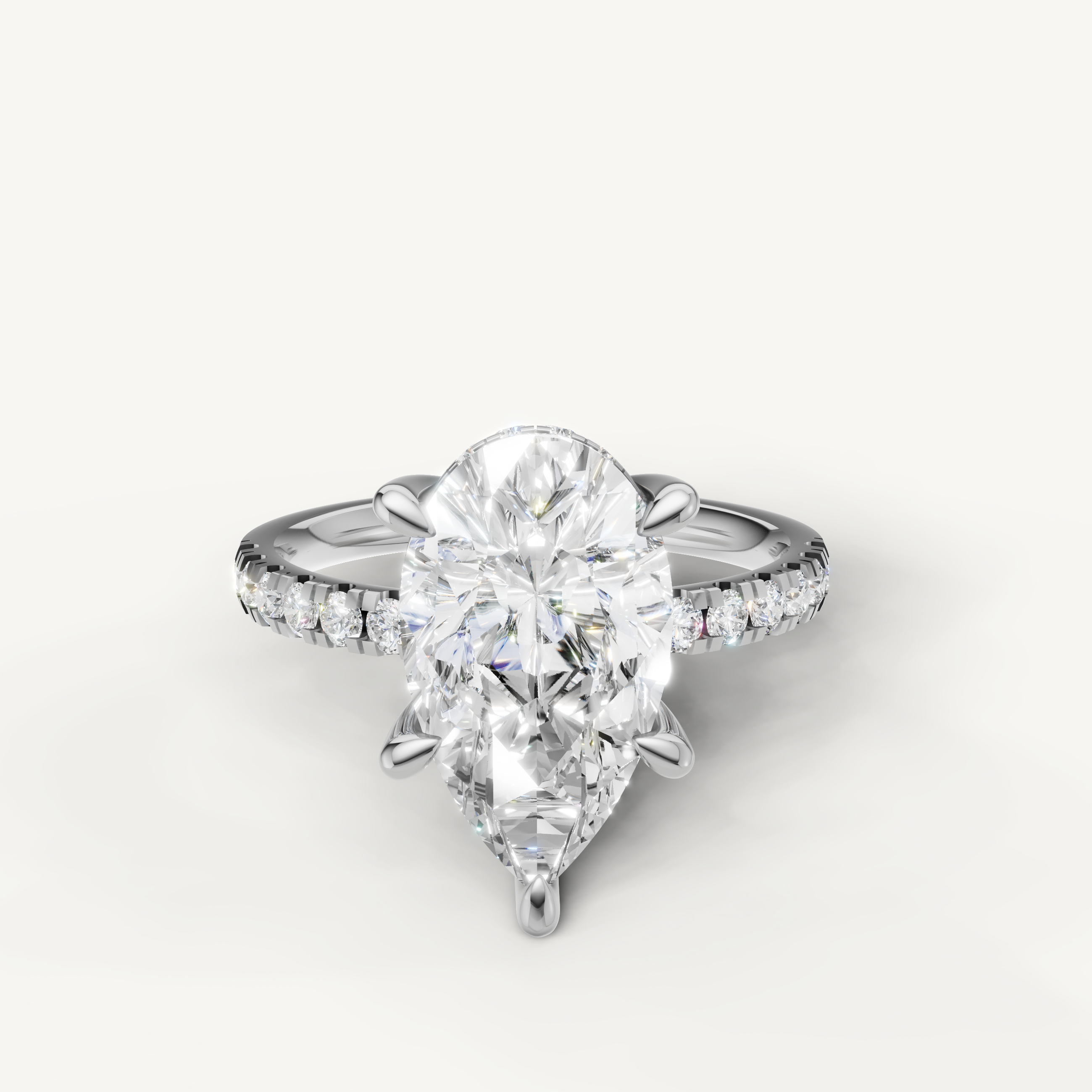 Pear Cut Lab Grown Diamond Engagement Ring in 14K White Gold – Raul Diamonds