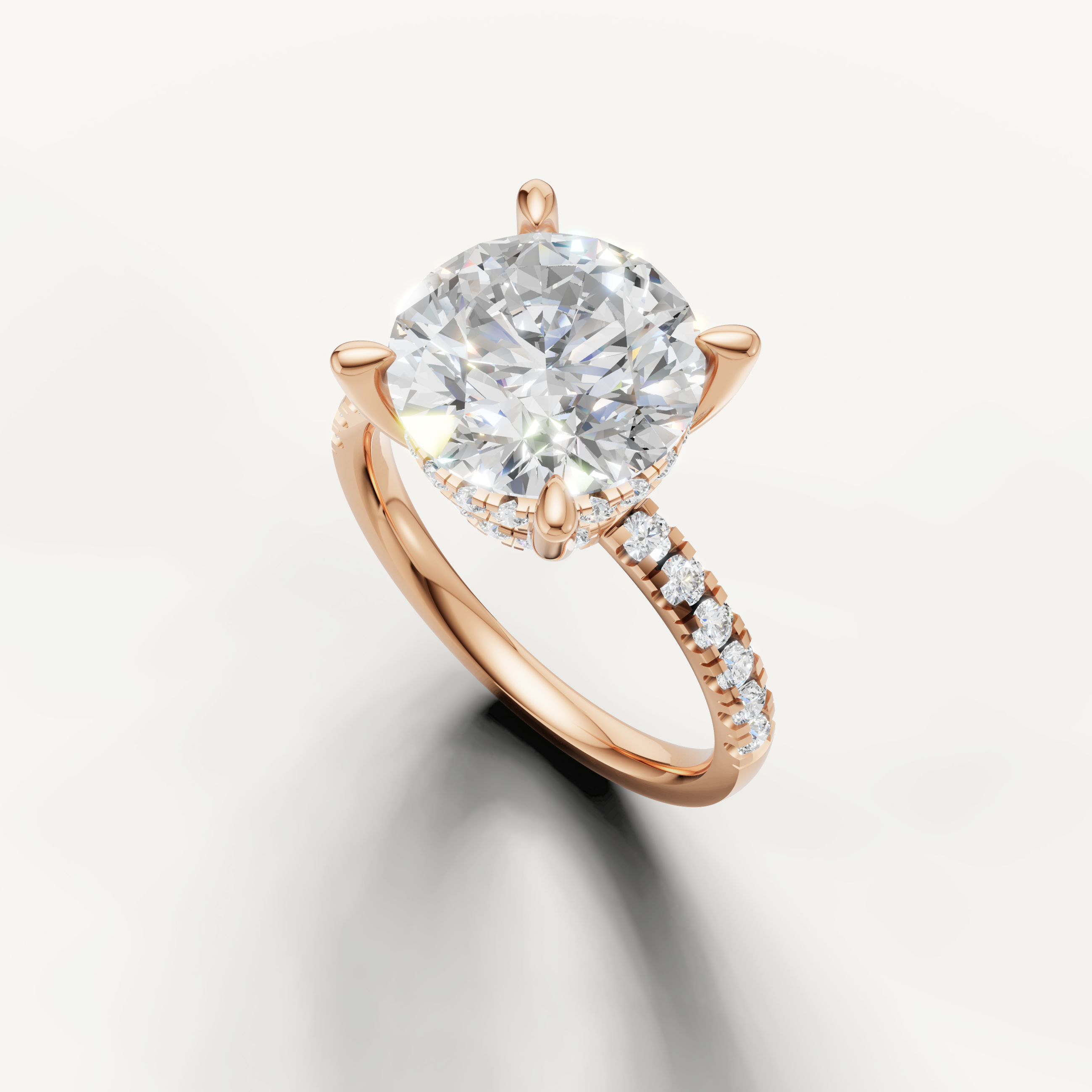 14K Rose Gold Round Cut Diamond Engagement Ring – Raul Diamonds