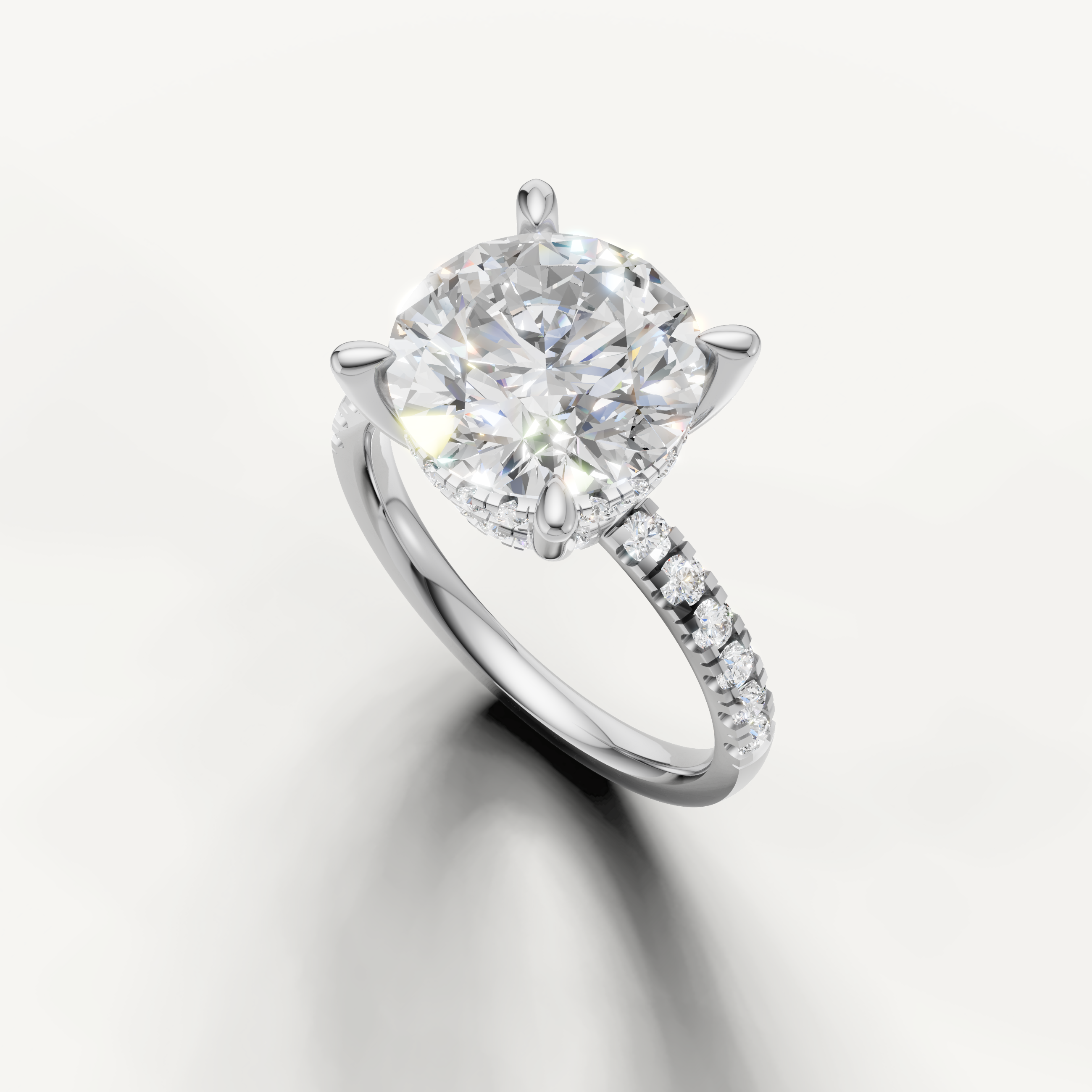 14K White Gold Round Cut Diamond Engagement Ring for Women – Raul Diamonds