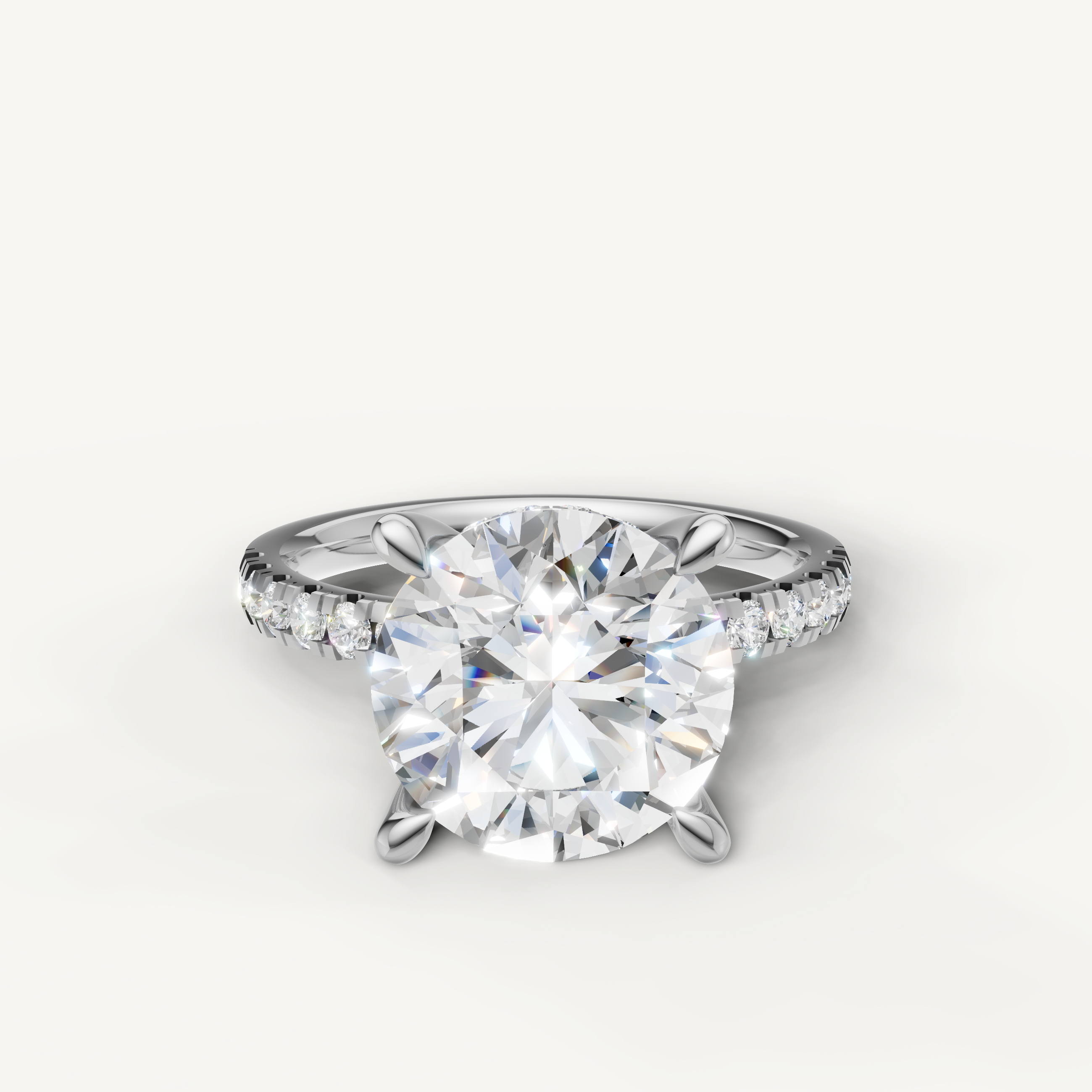 Round Cut Lab Grown Diamond Engagement Ring in 14K White Gold – Raul Diamonds