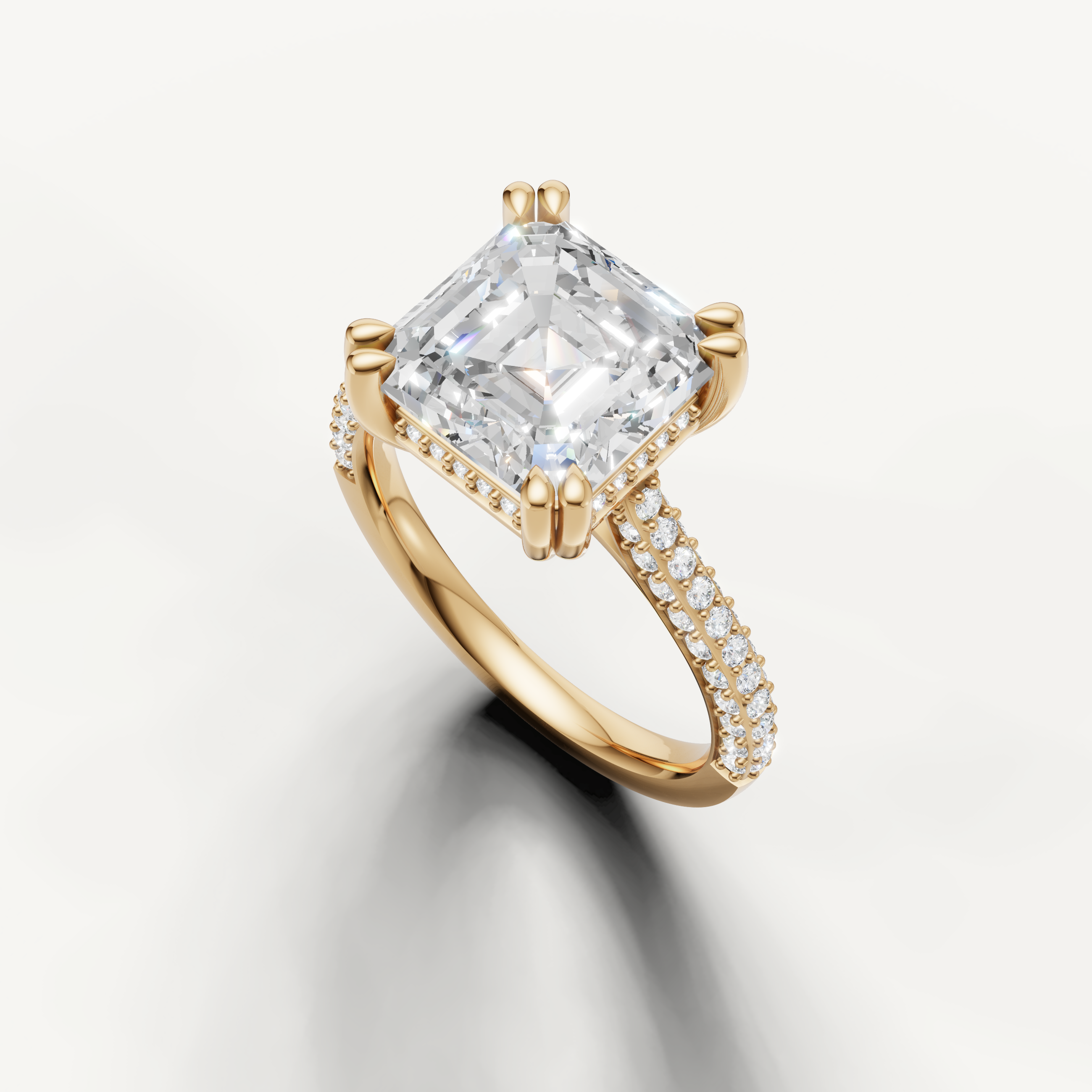 Yellow Gold Asscher Cut Diamond Solitaire Engagement Ring – Raul Diamonds