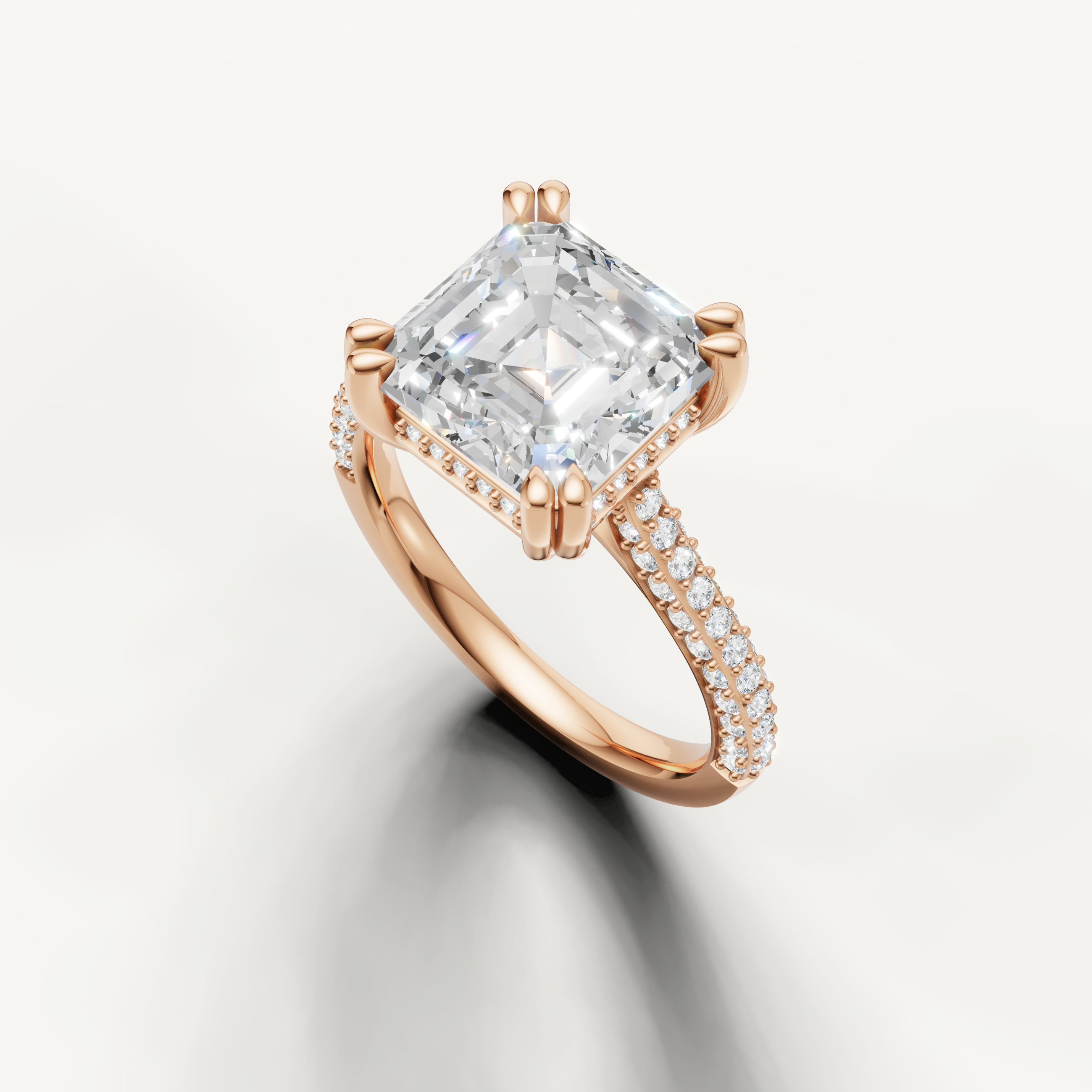 14K Rose Gold Asscher Cut Diamond Engagement Ring – Raul Diamonds