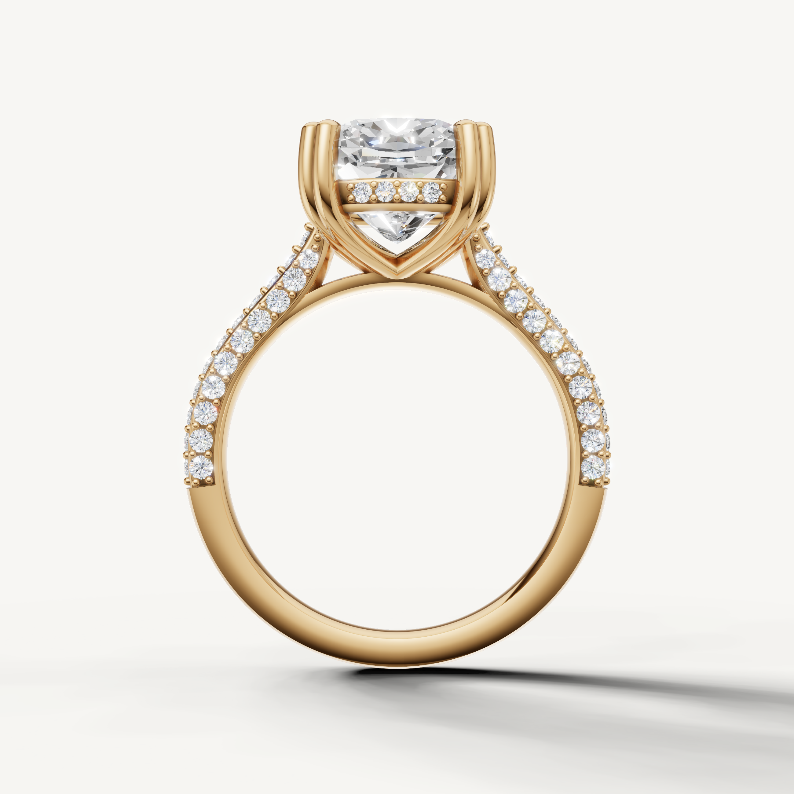Elegant Cushion Lab Grown Diamond Ring for Women in Yellow Gold – Raul Diamonds