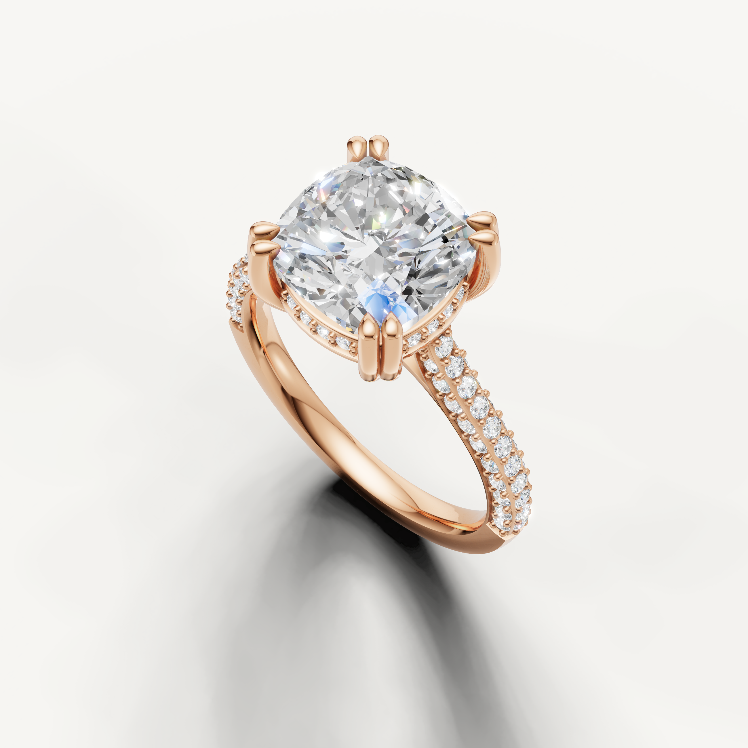 14K Rose Gold Cushion Cut Diamond Engagement Ring – Raul Diamonds
