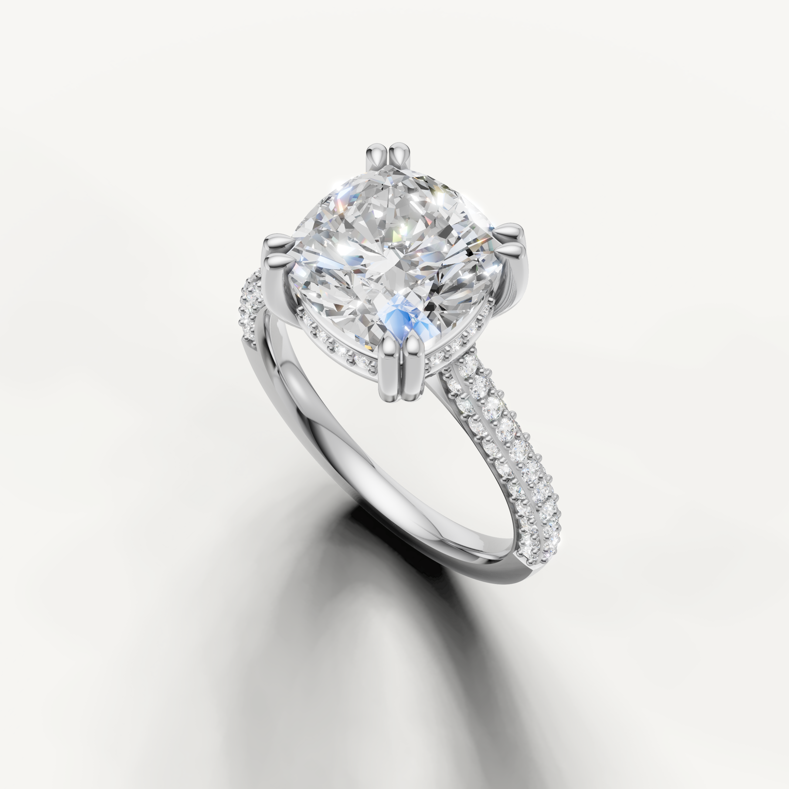 14K White Gold Cushion Cut Diamond Engagement Ring for Women – Raul Diamonds