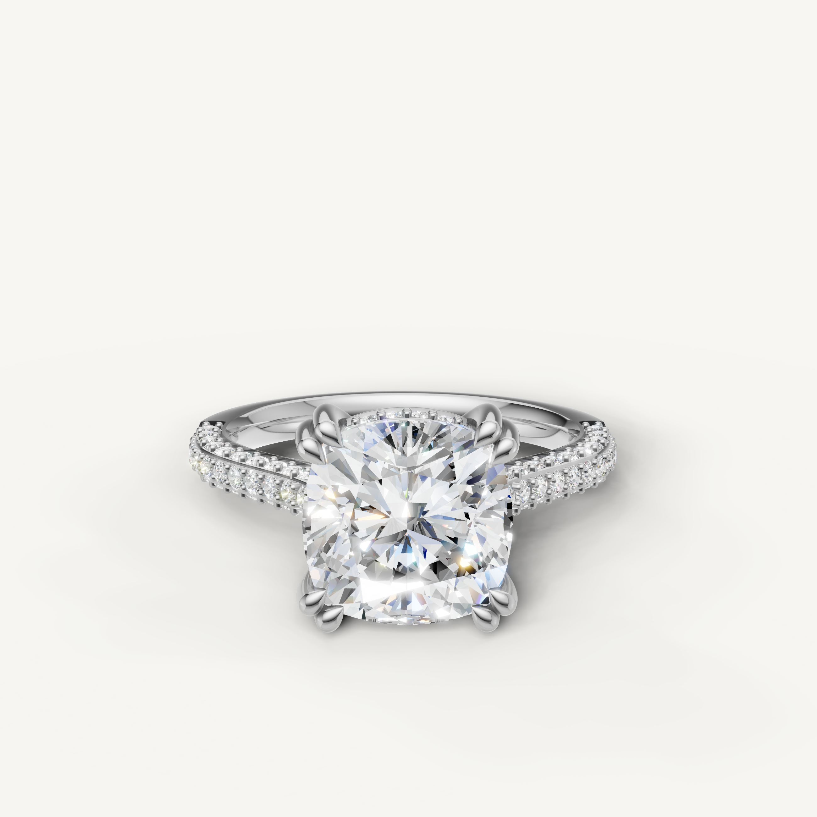 Cushion Cut Lab Grown Diamond Engagement Ring in 14K White Gold – Raul Diamonds