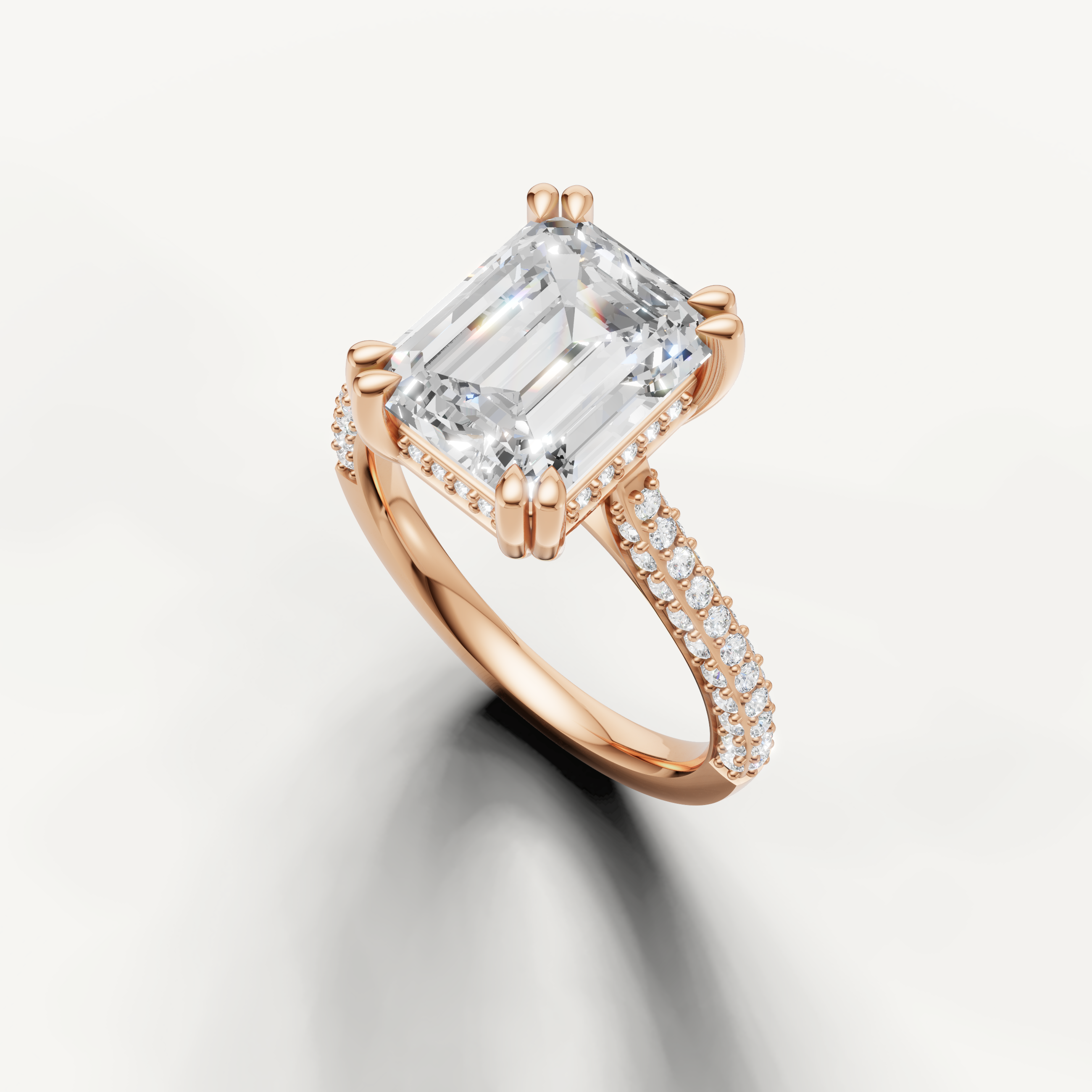 14K Rose Gold Emerald Cut Diamond Engagement Ring – Raul Diamonds
