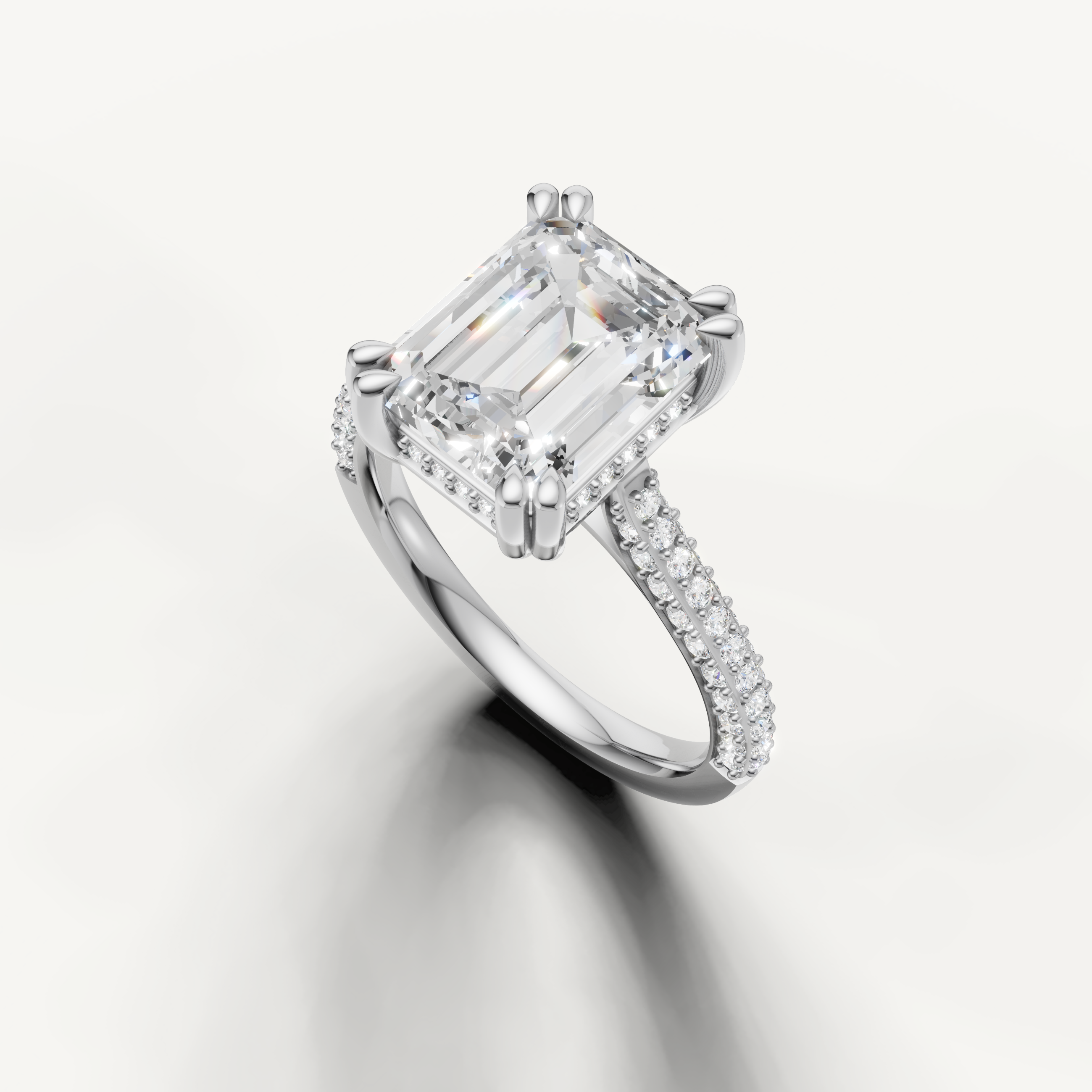 14K White Gold Emerald Cut Diamond Engagement Ring for Women – Raul Diamonds