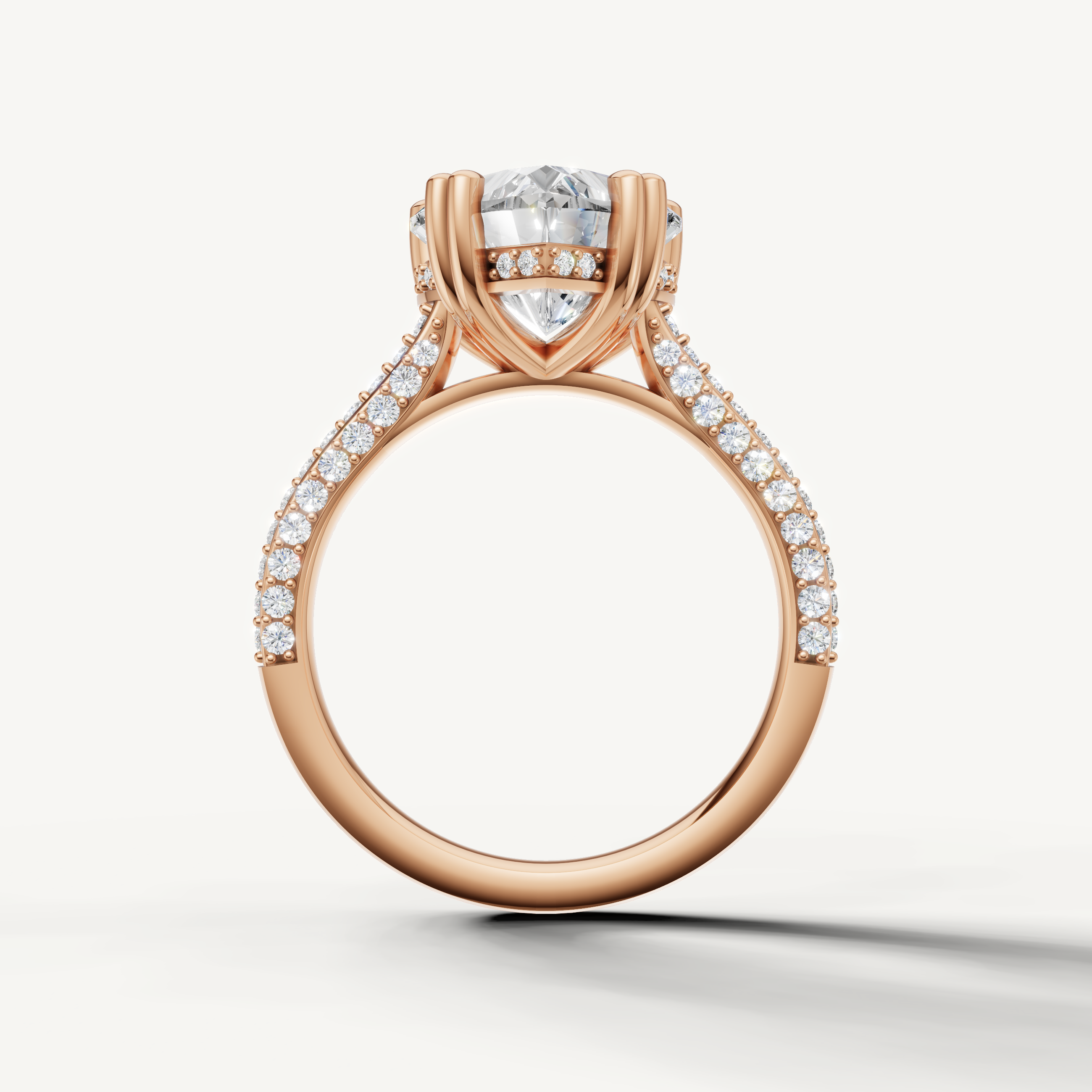 14K Rose Gold Heart Shaped Diamond Engagement Ring – Raul Diamonds