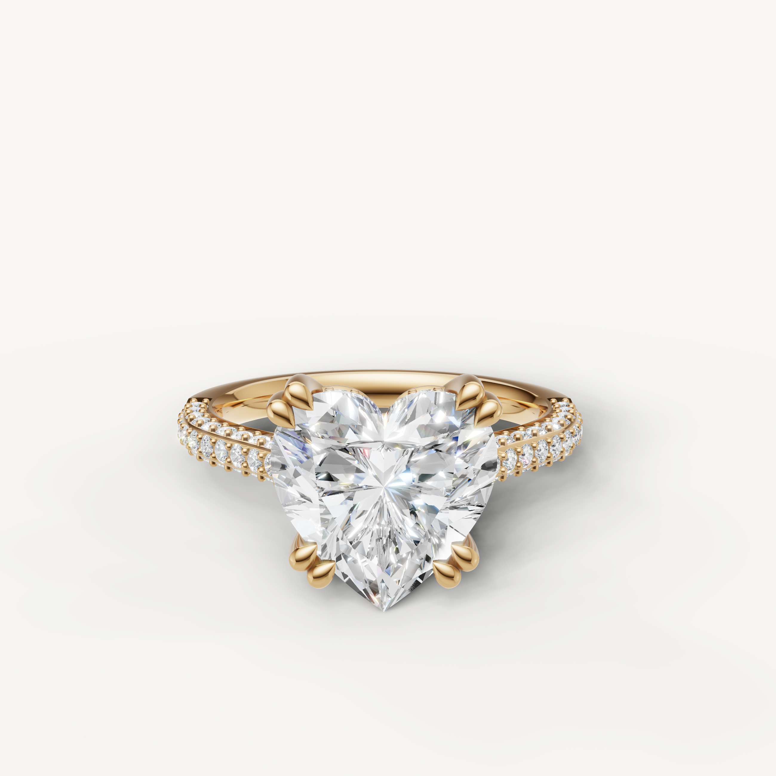 Heart Shape Lab Grown Diamond Engagement Ring in 14K Yellow Gold – Raul Diamonds