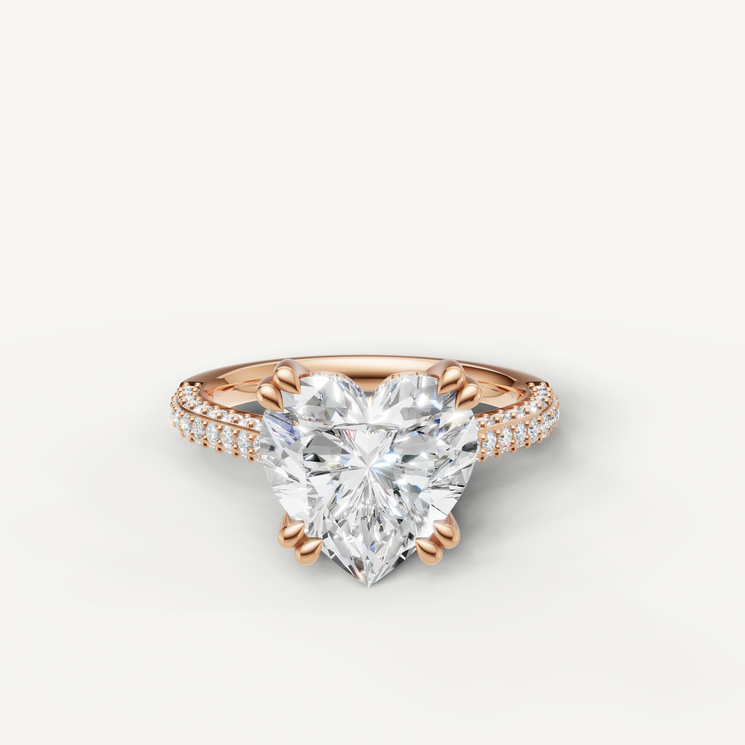 Heart Shape Lab Grown Diamond Engagement Ring in 14K Rose Gold – Raul Diamonds