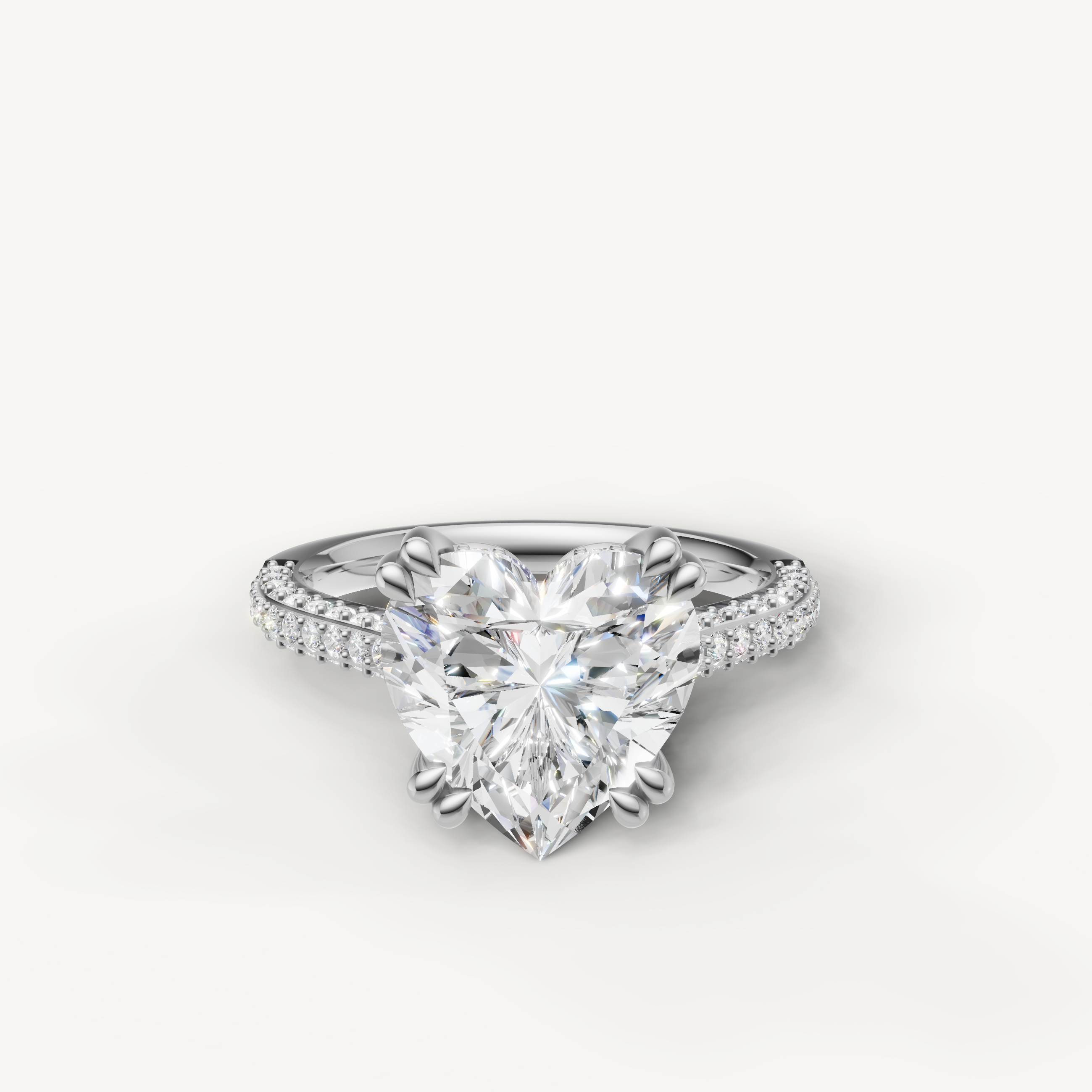 Heart Shape Lab Grown Diamond Engagement Ring in 14K White Gold – Raul Diamonds
