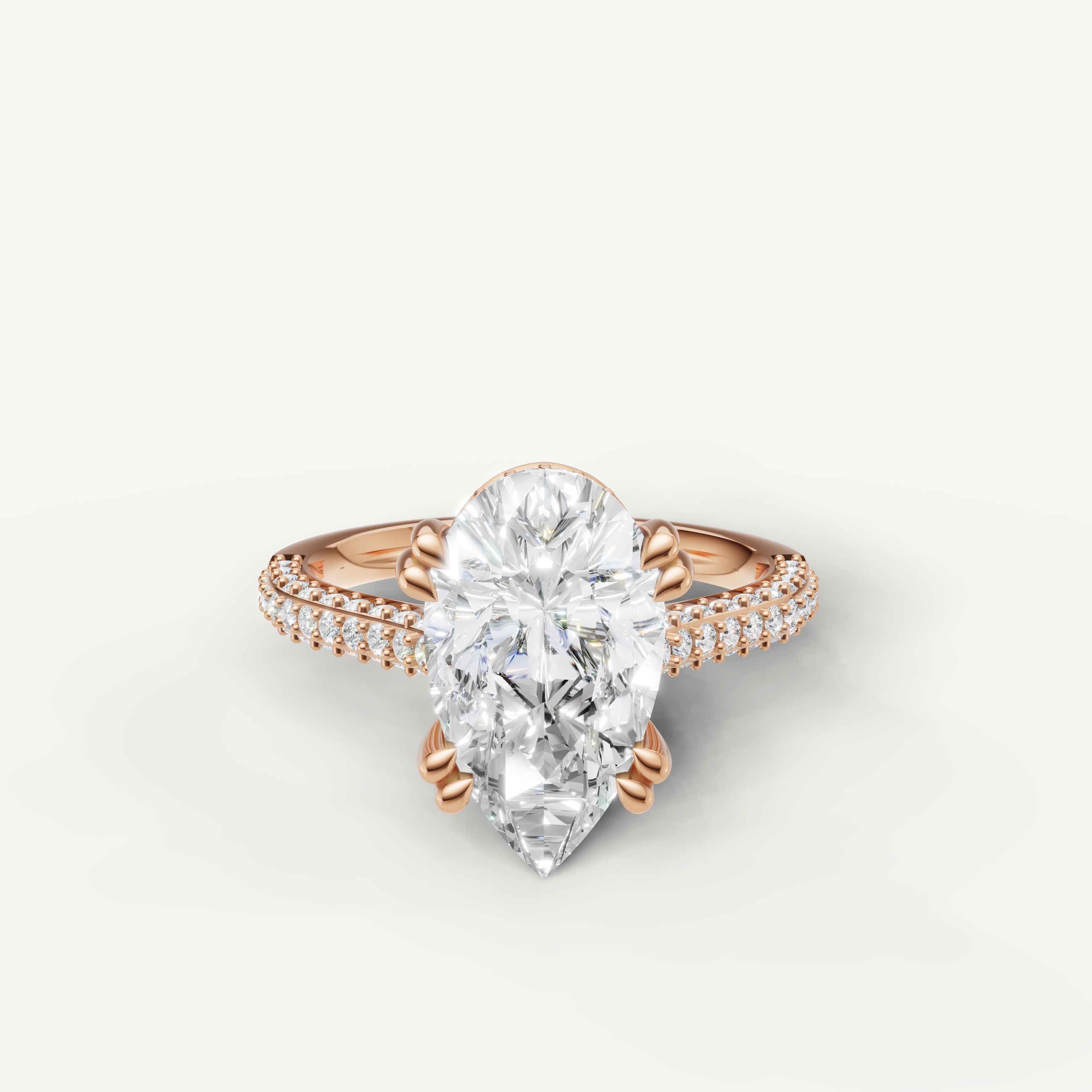 Pear Shape Lab Grown Diamond Engagement Ring in 14K Rose Gold – Raul Diamonds
