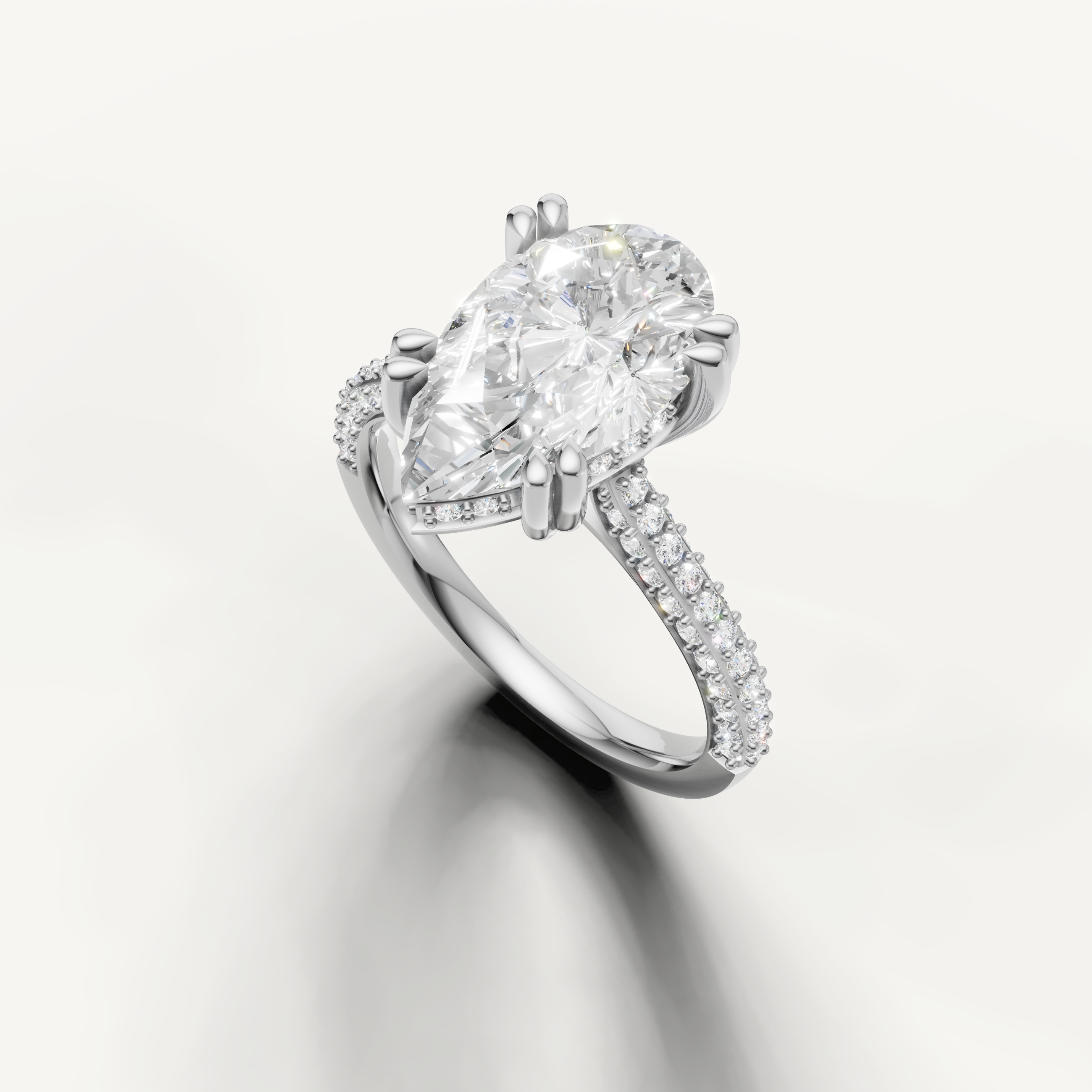 14K White Gold Pear Solitaire Lab Diamond Engagement Ring – Raul Diamonds