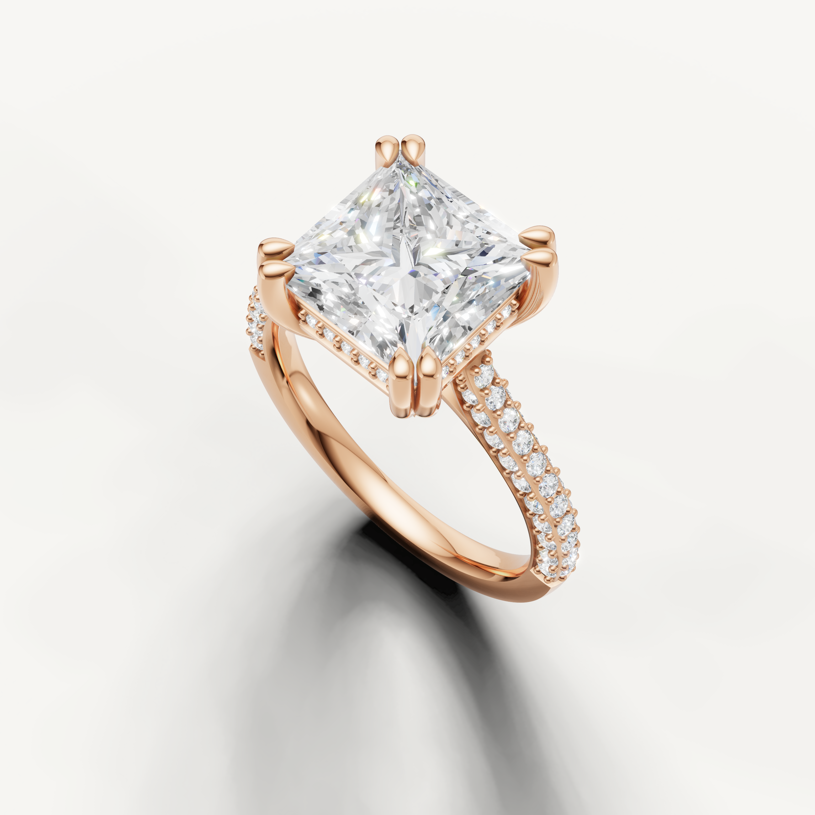 14K Rose Gold Princess Solitaire Diamond Engagement Ring – Raul Diamonds