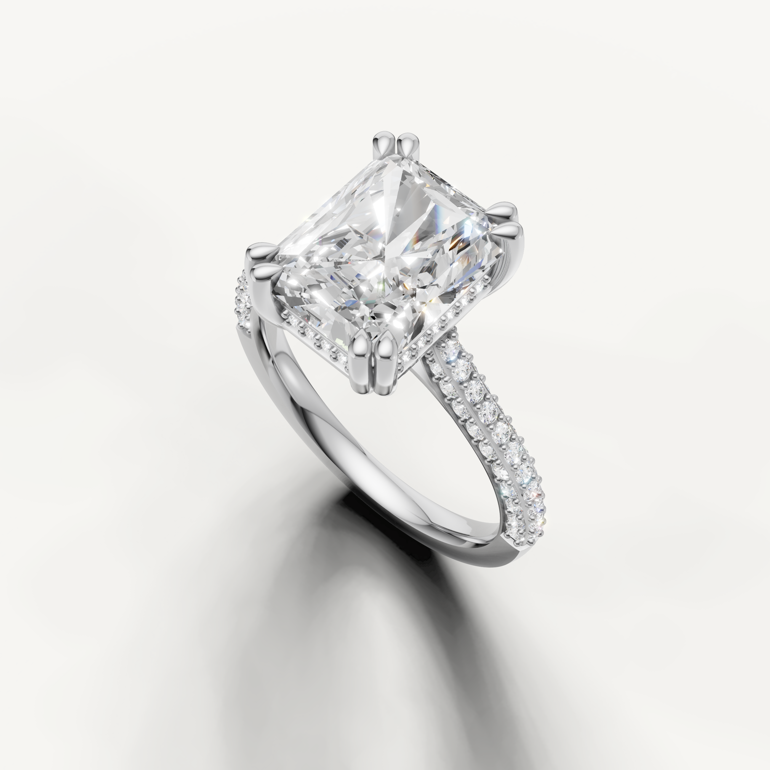 14K White Gold Radiant Solitaire Lab Diamond Engagement Ring – Raul Diamonds