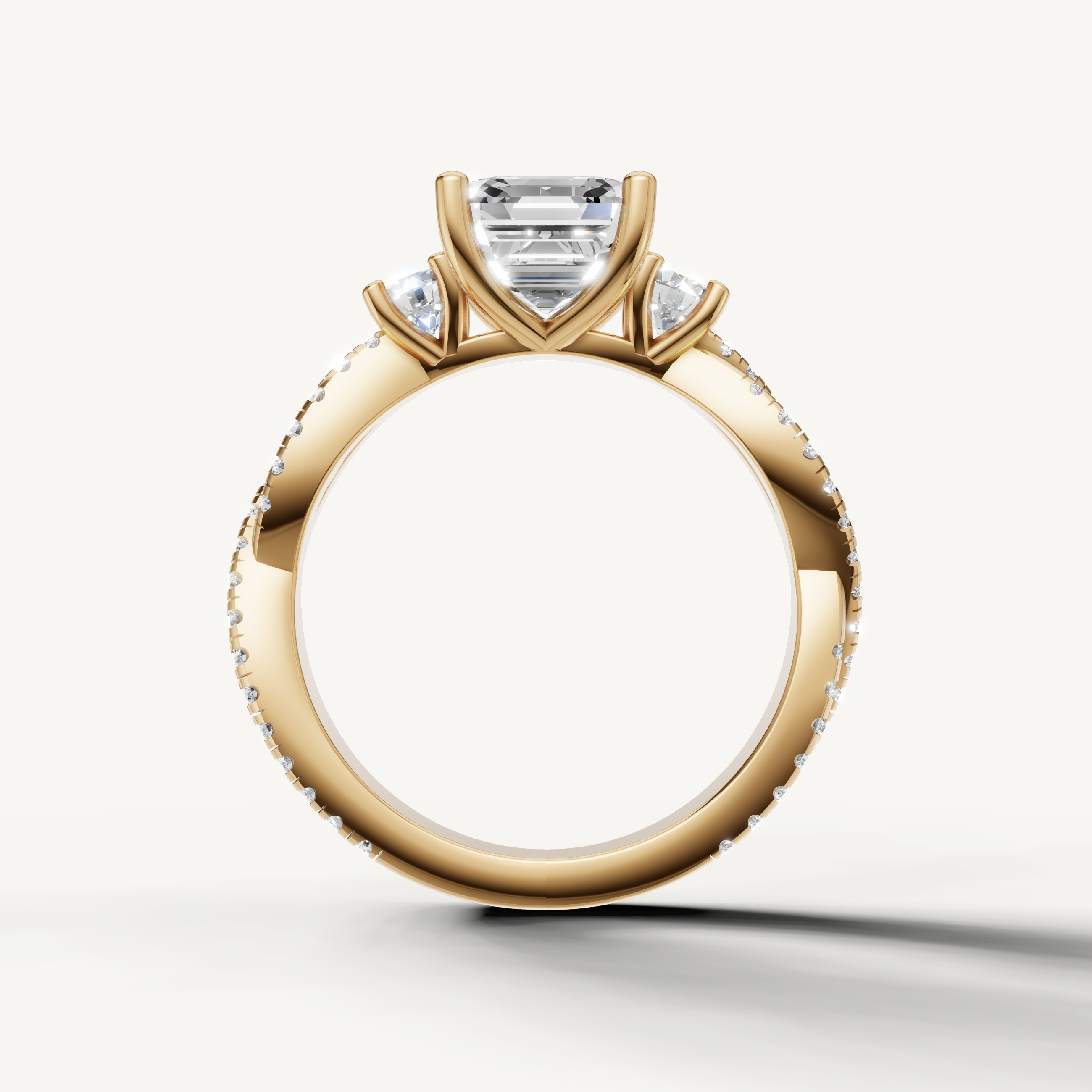 Asscher Solitaire Lab Grown Diamond Engagement Ring with Side Diamonds – Raul Diamonds