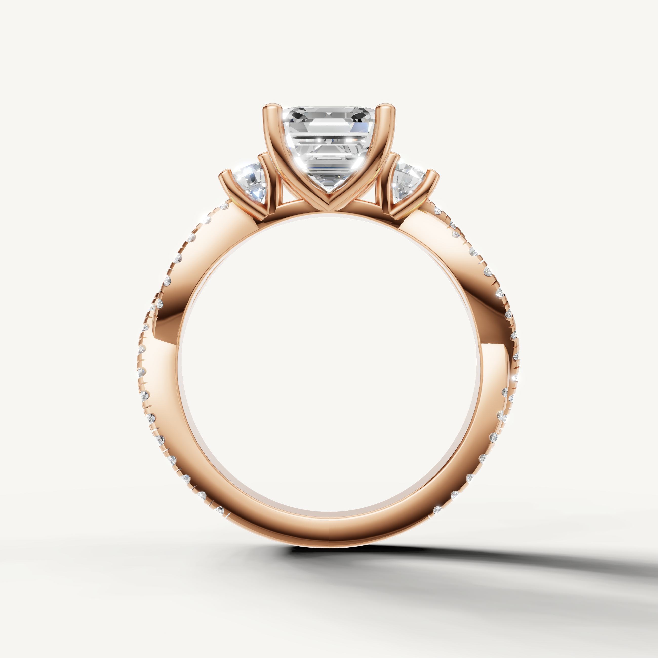 Rose Gold Asscher Cut Engagement Ring for Women – Raul Diamonds