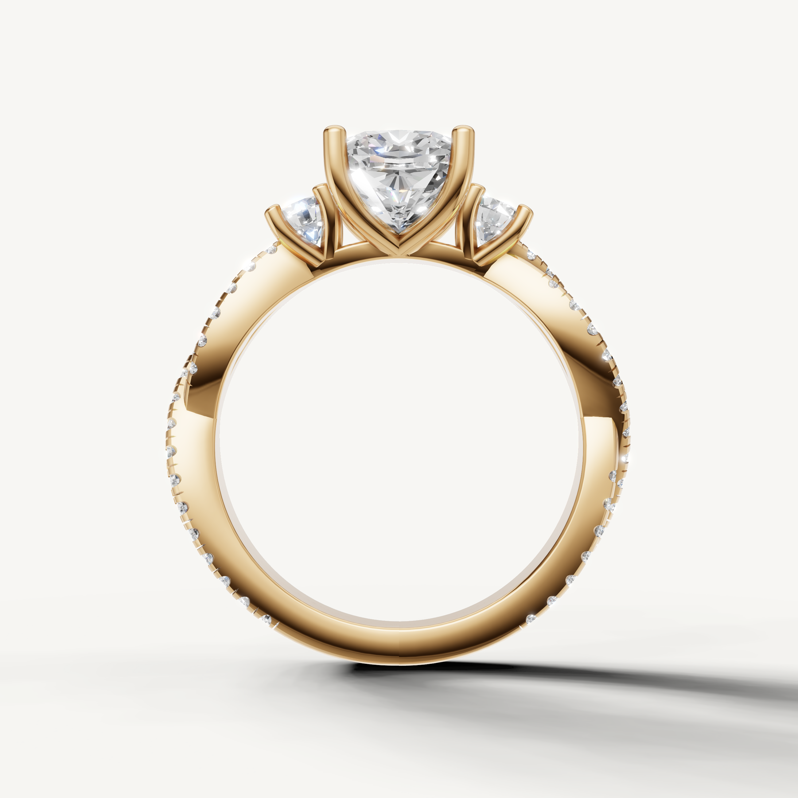 Cushion Solitaire Lab Grown Diamond Engagement Ring with Accent Diamonds – Raul Diamonds