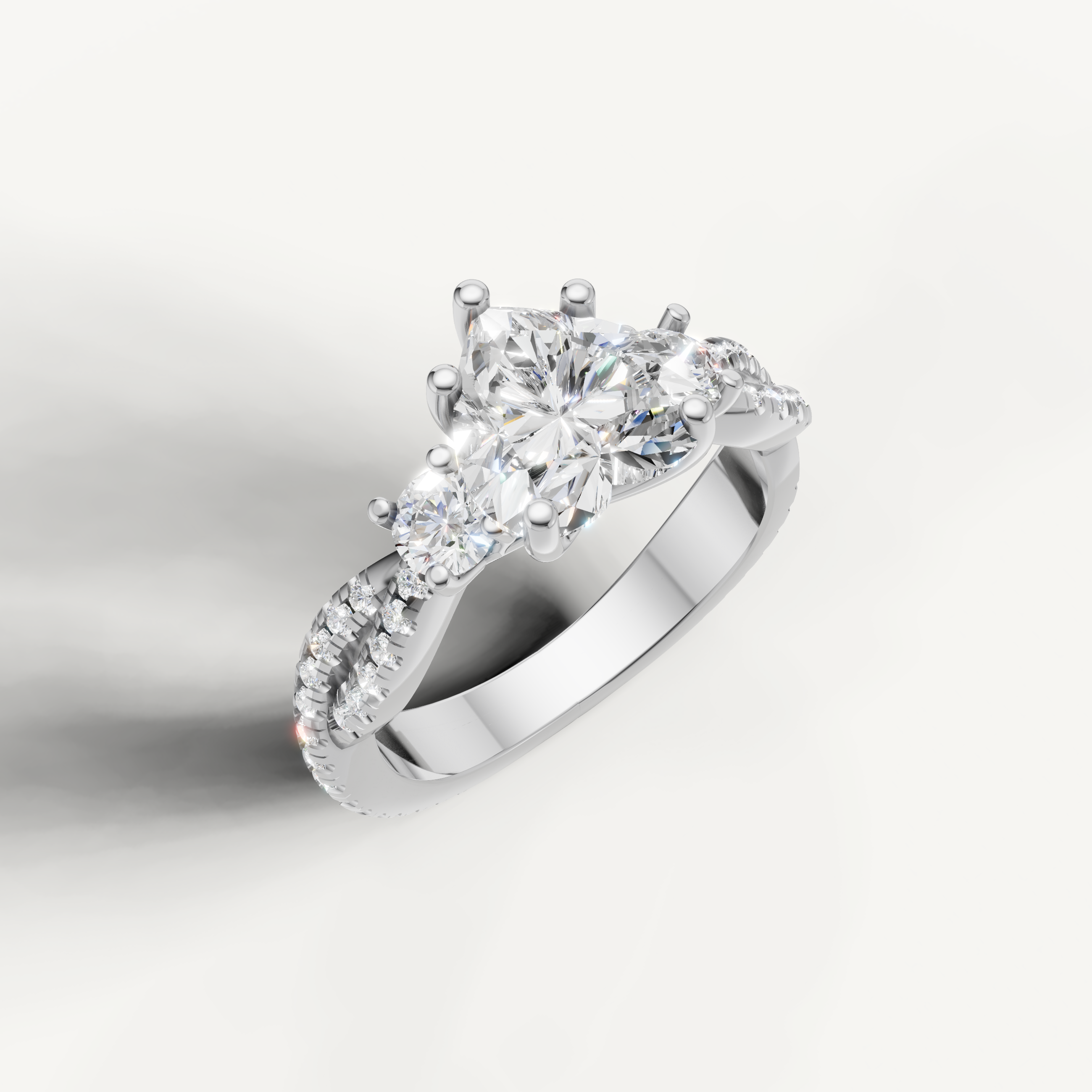 White Gold Heart Lab Diamond Ring with Round Side Diamonds – Raul Diamonds