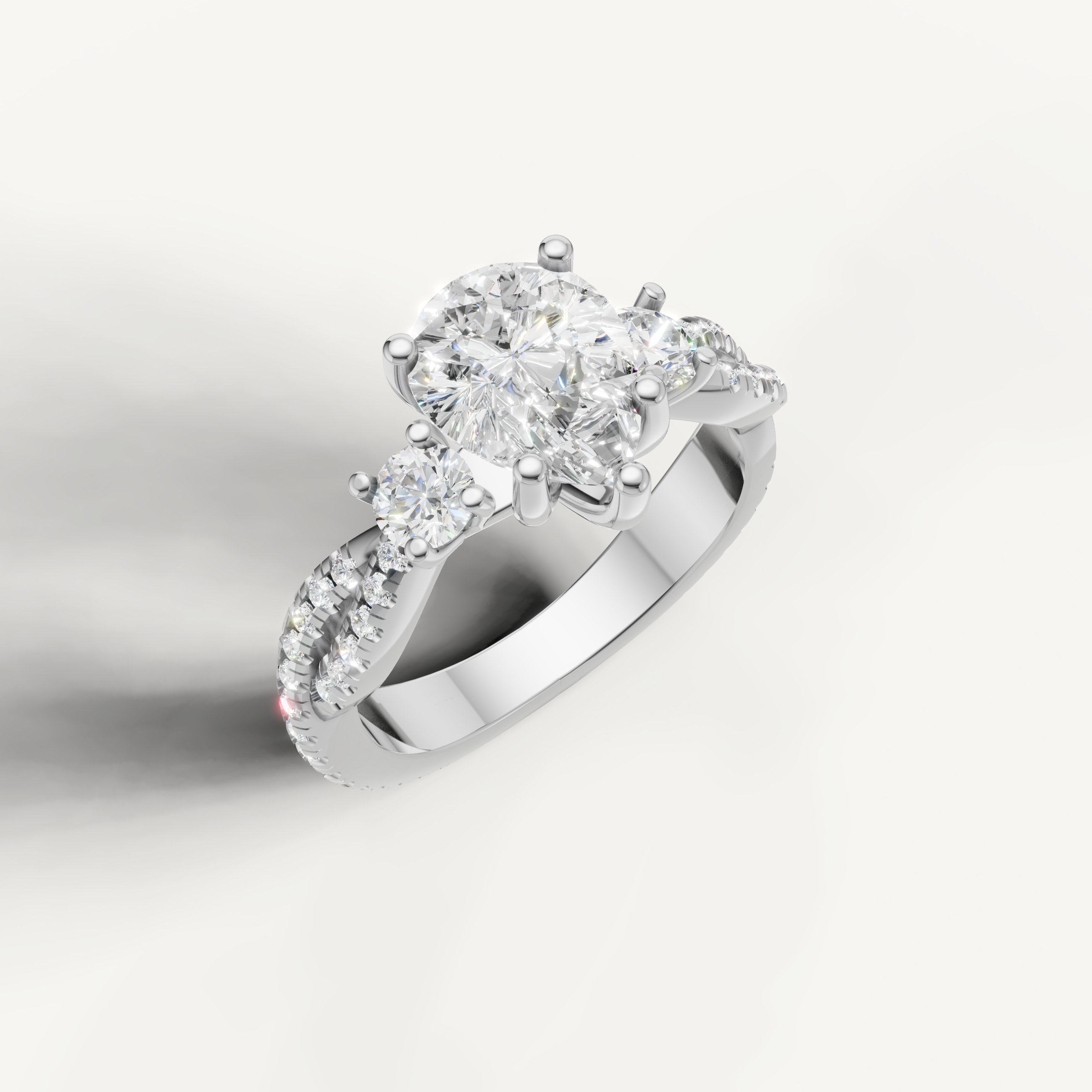 White Gold Pear Lab Diamond Ring with Round Side Diamonds – Raul Diamonds
