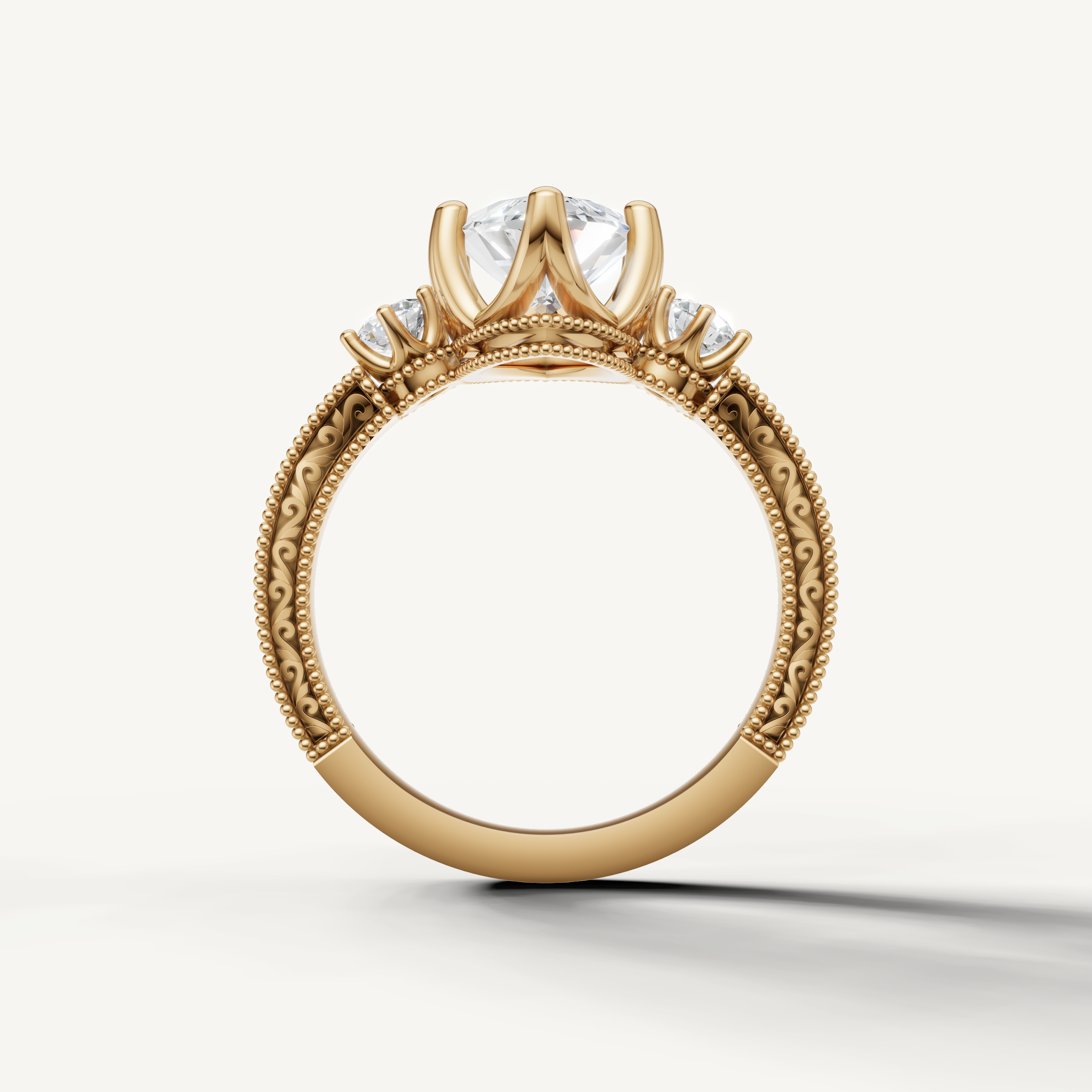Elegant Marquise Cut Engagement Ring with Vintage Side Detail in Yellow Gold – Raul Diamonds