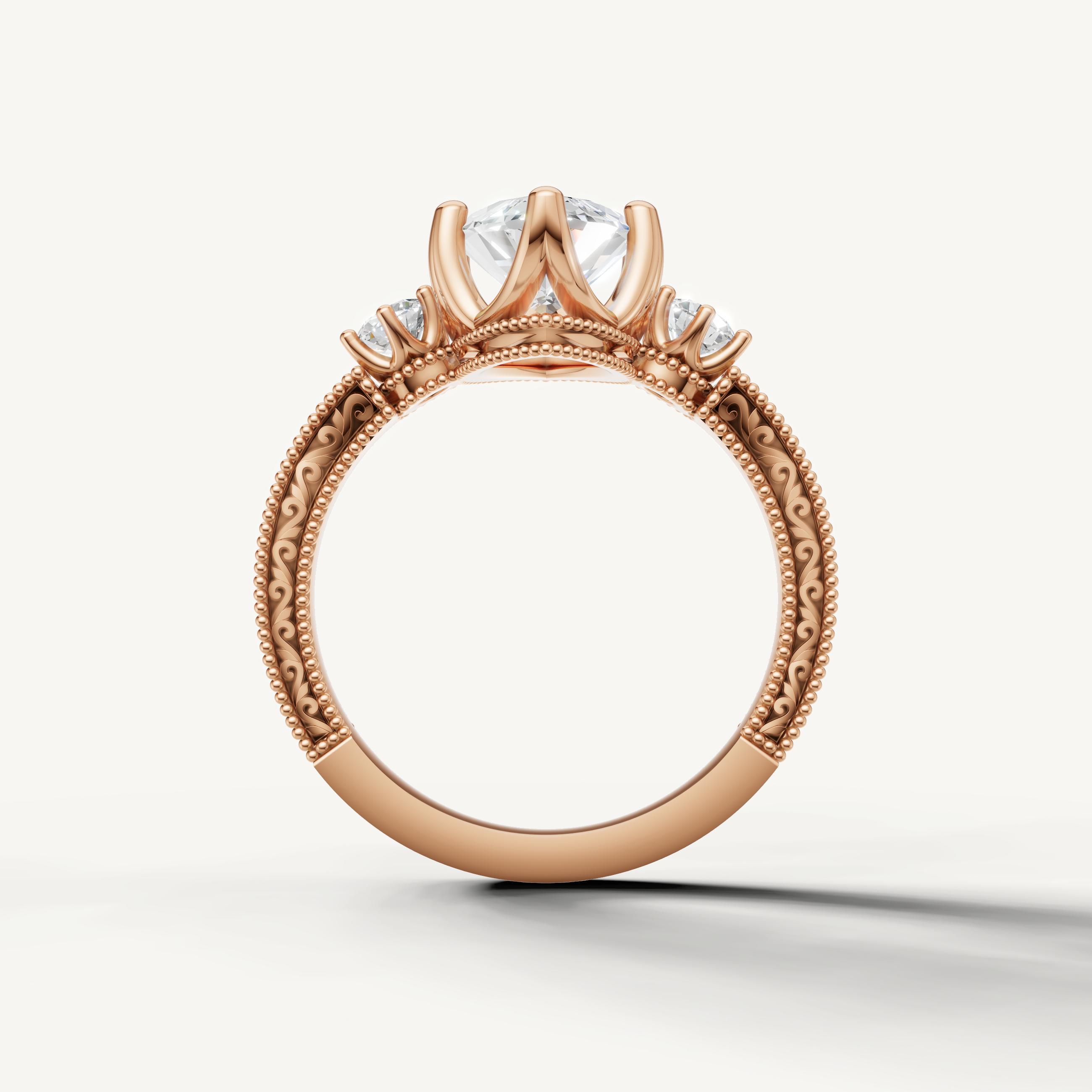 Rose Gold Marquise Shape Engagement Ring with Milgrain Engraving – Raul Diamonds