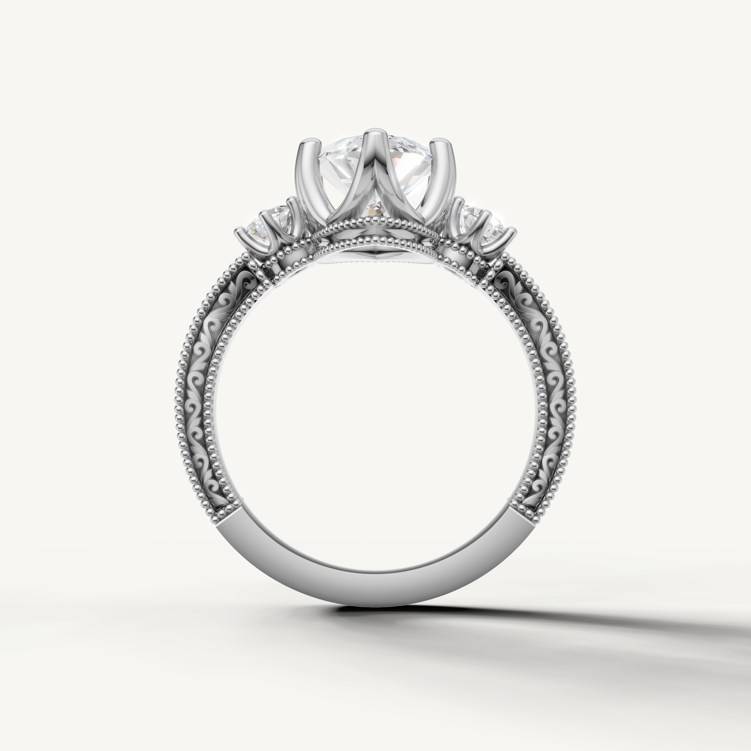 White Gold Marquise Shape Engagement Ring with Elegant Side Accents – Raul Diamonds
