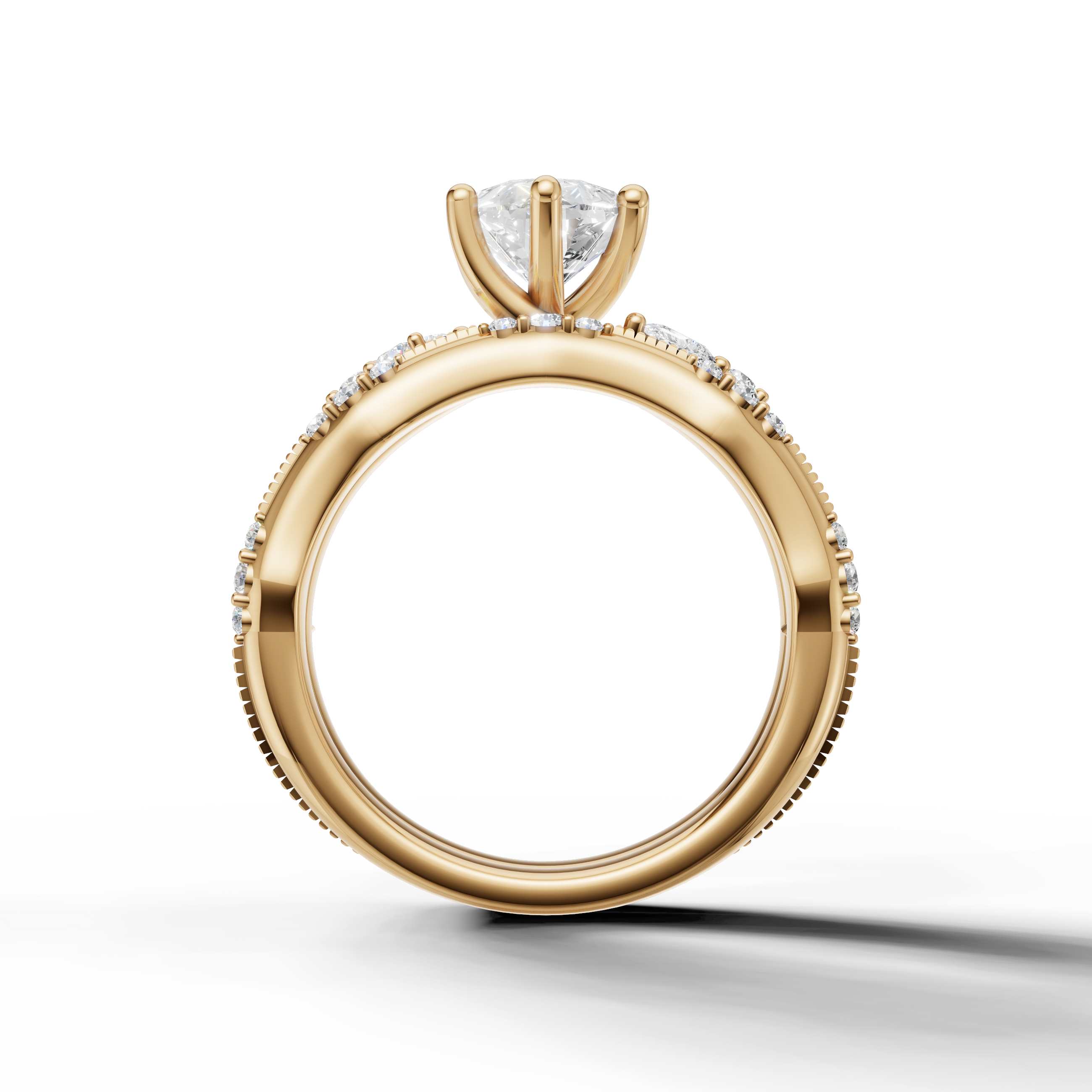 Luxury Pear Halo Bridal Set Ring with Curved Diamond Band Yellow Gold