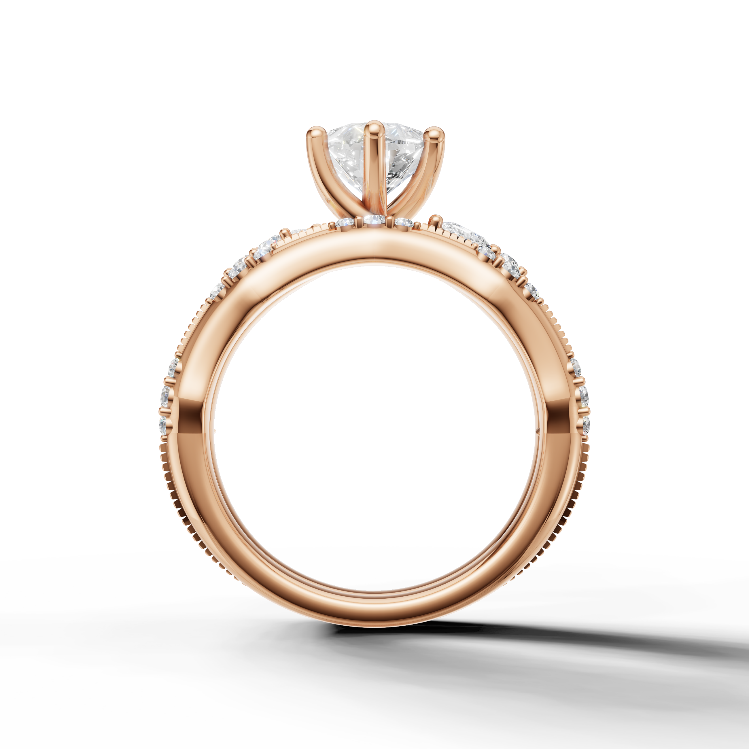 Elegant Pear Lab Grown Diamond Bridal Set with Curved Band Rose Gold
