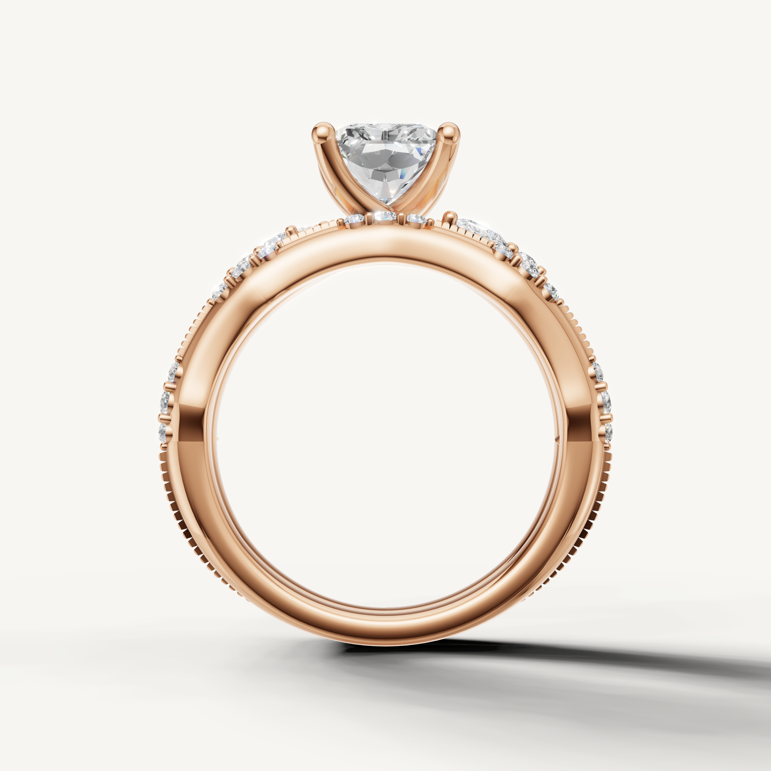 Elegant Radiant Lab Grown Diamond Bridal Set with Curved Band Rose Gold