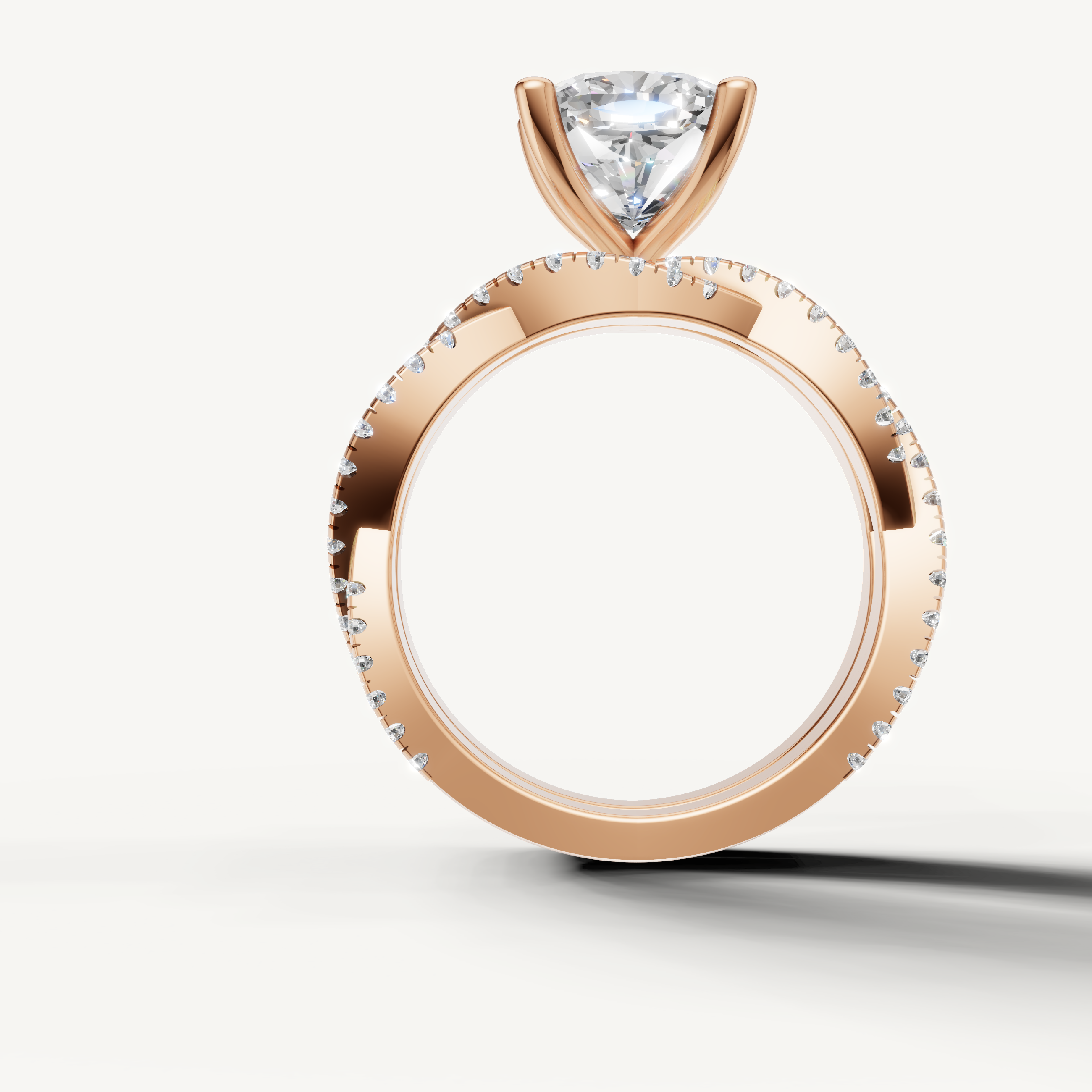Luxury Cushion Lab Grown Diamond Split Shank Bridal Set Rose Gold