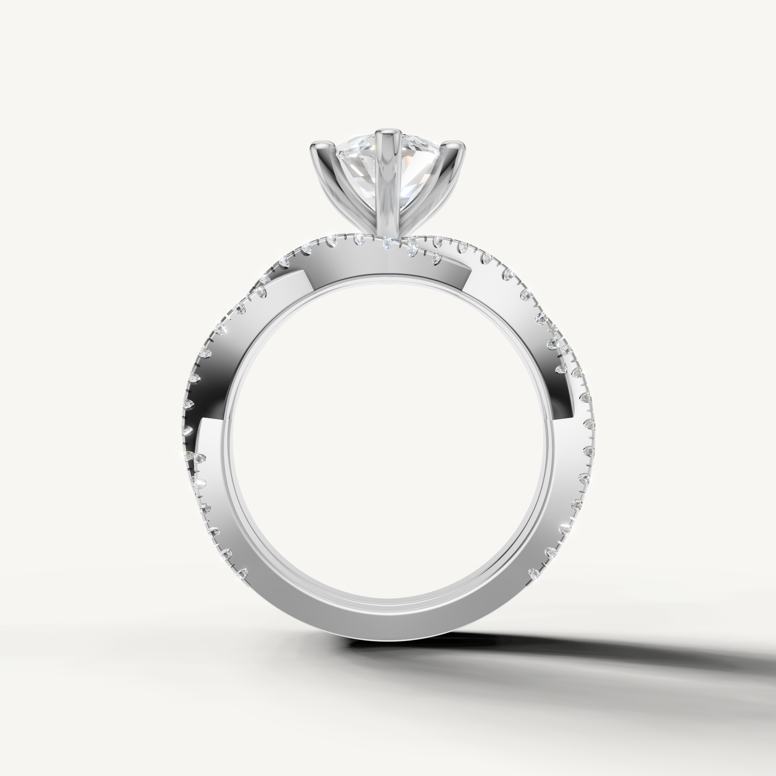 Luxury Marquise Bridal Set Ring with Multi Row Diamond Band White Gold
