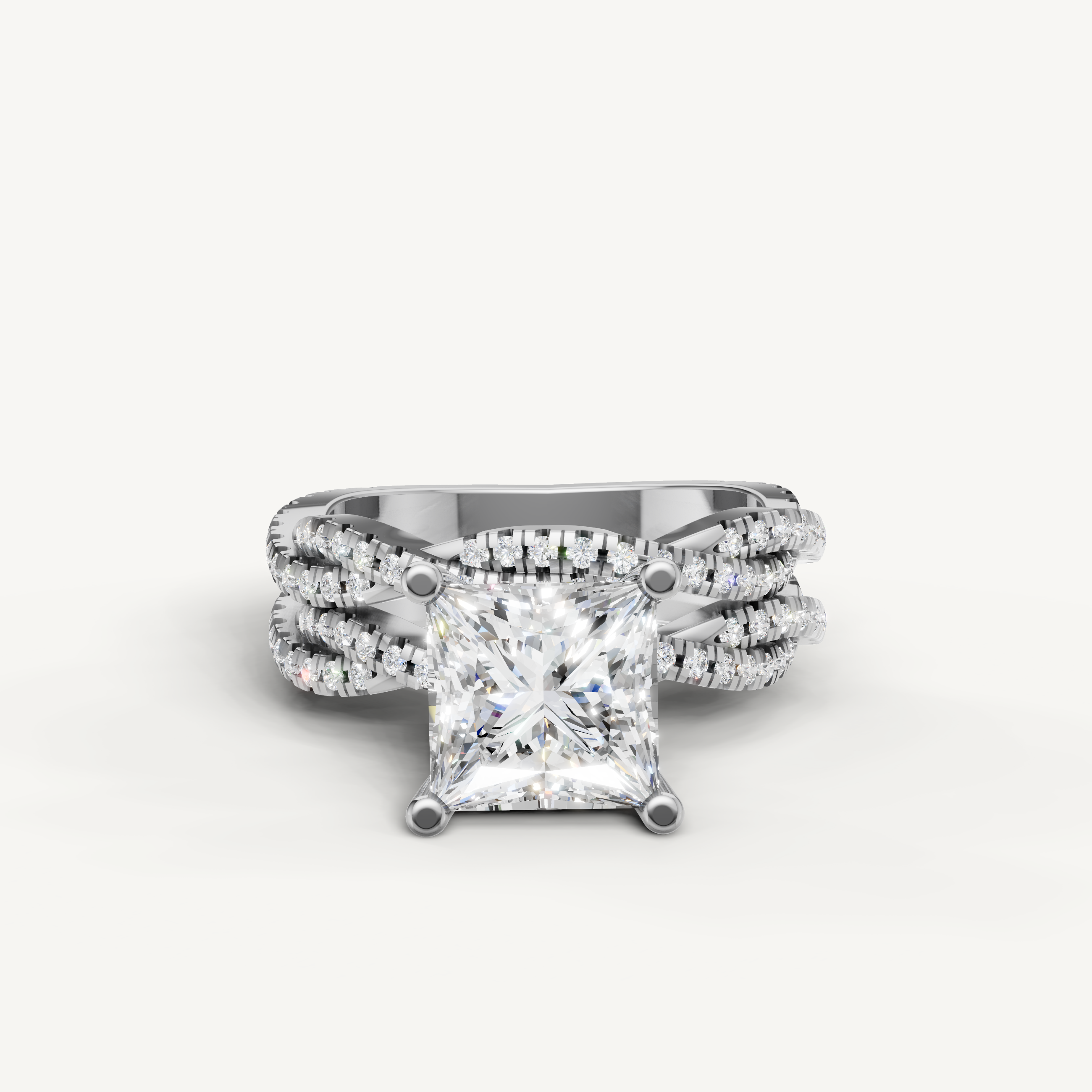 Raul Diamonds Princess Cut Lab Grown Diamond Split Shank Bridal Set in 14K White Gold