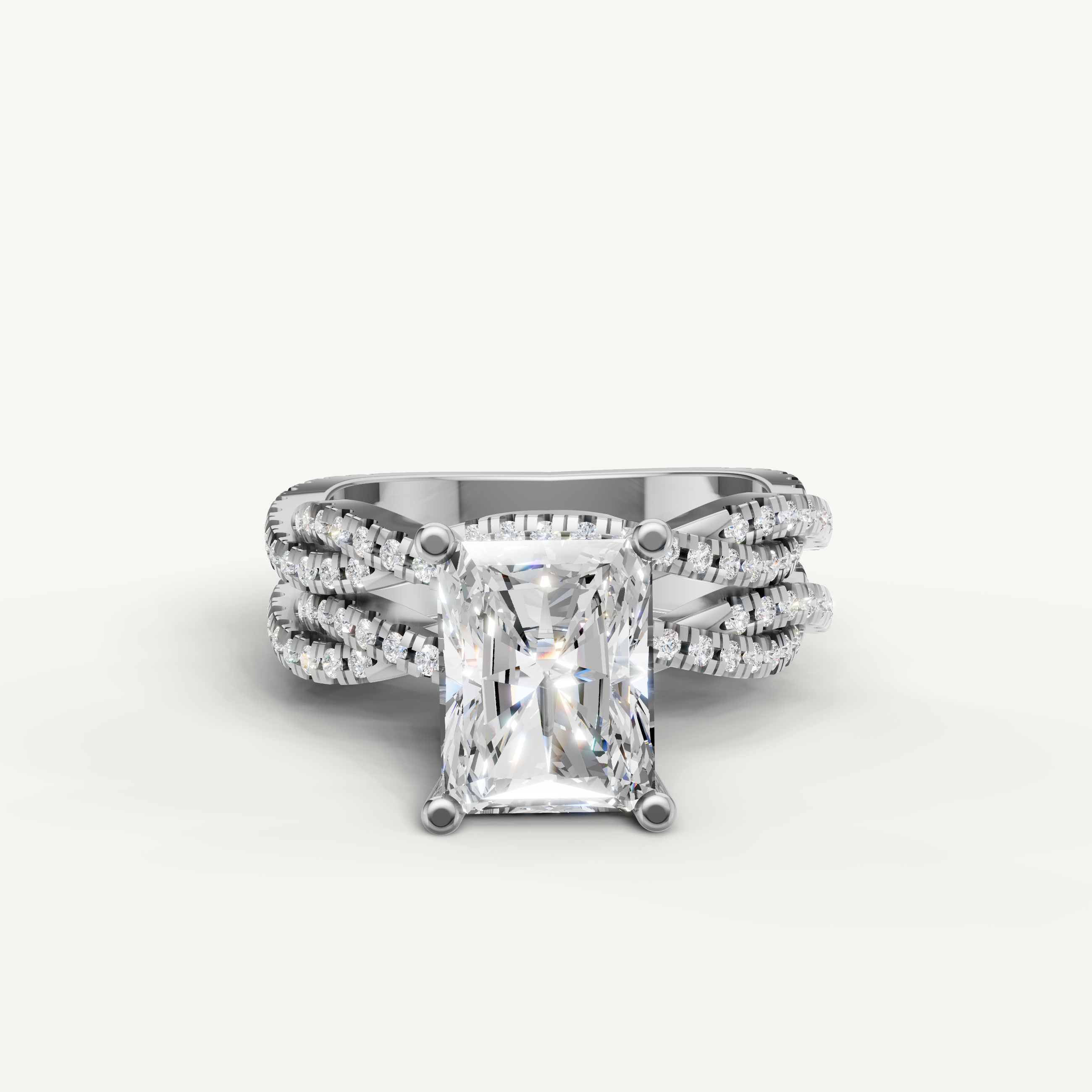 Raul Diamonds Radiant Cut Lab Grown Diamond Split Shank Bridal Set in 14K White Gold