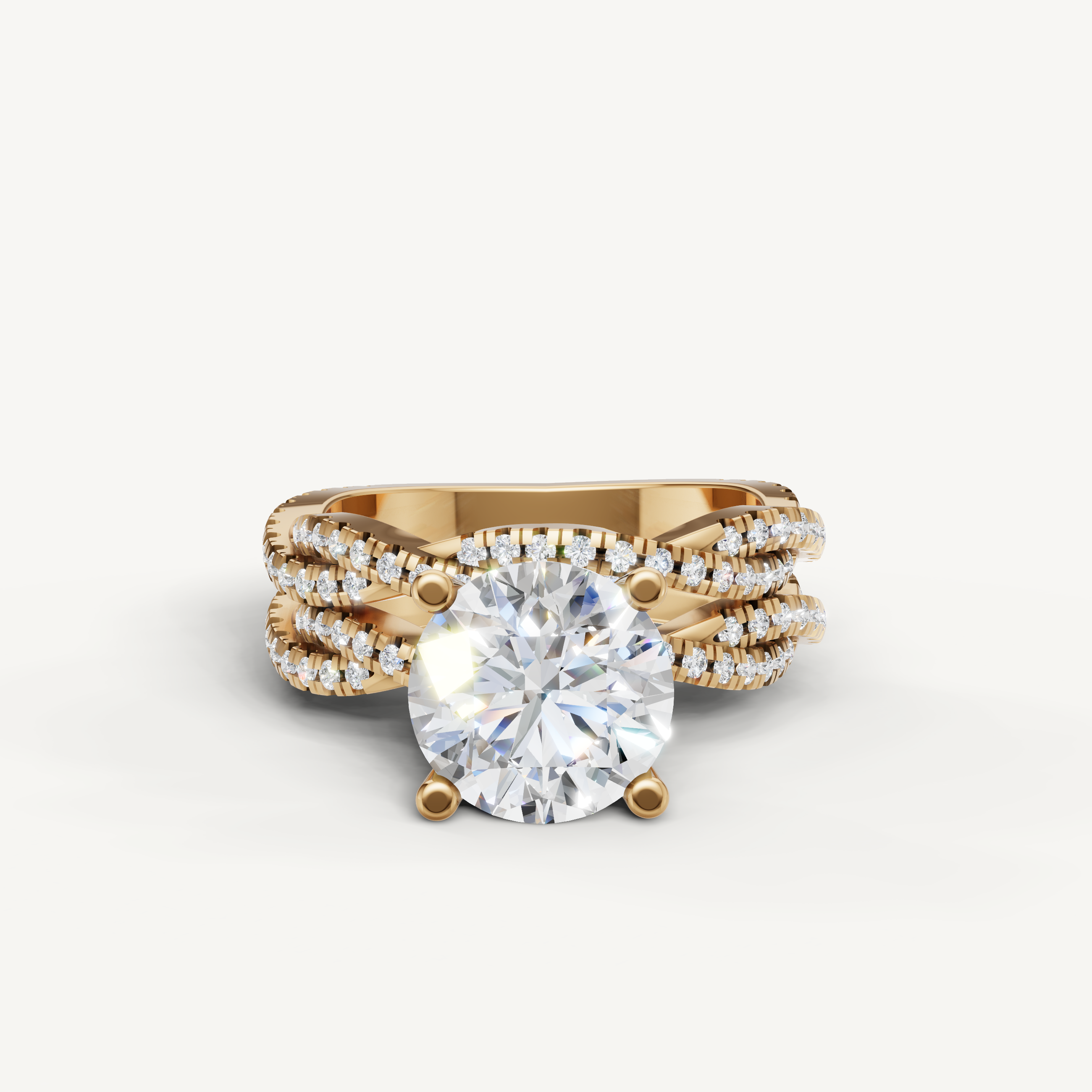 Raul Diamonds Round Cut Lab Grown Diamond Split Shank Bridal Set in 14K Yellow Gold