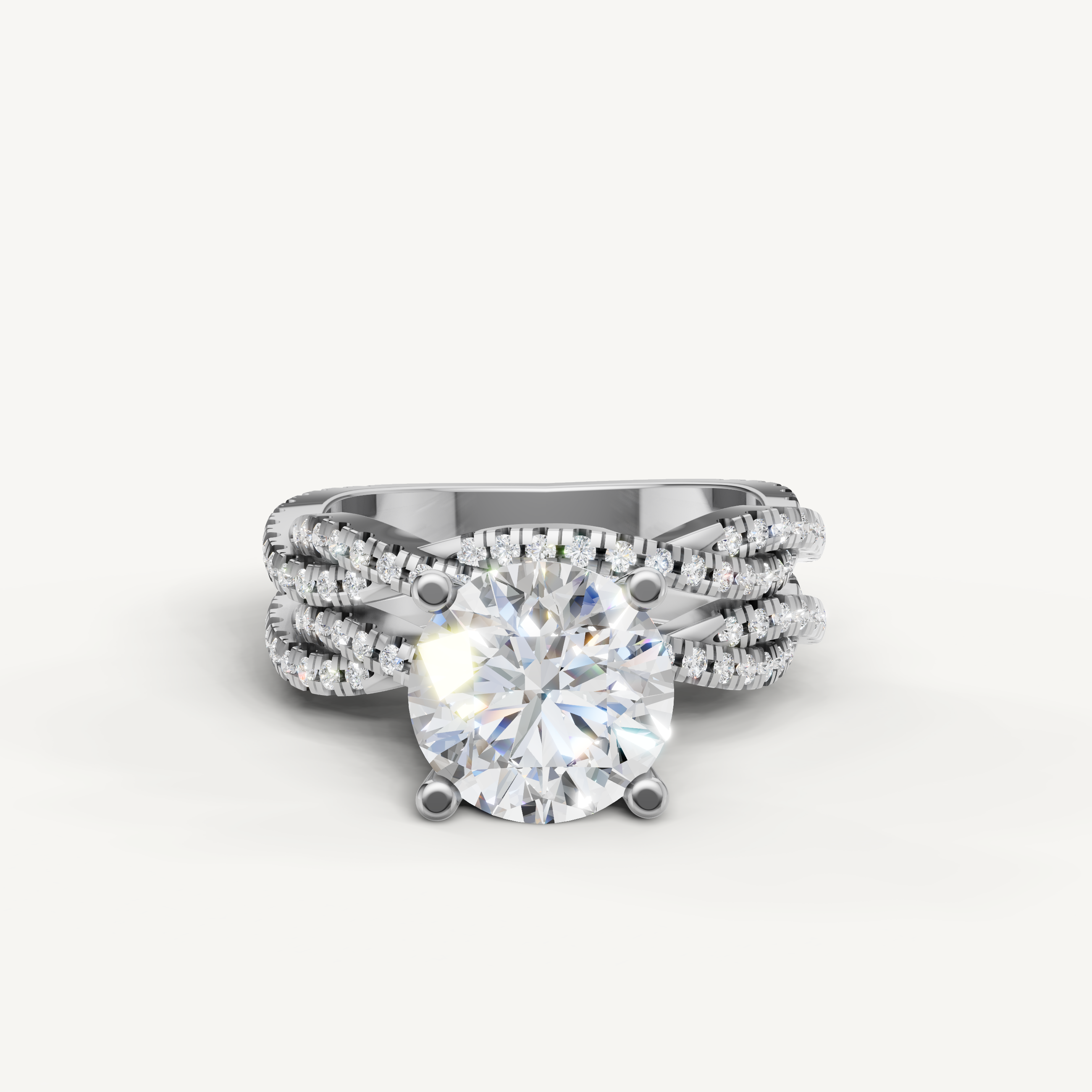 Raul Diamonds Round Cut Lab Grown Diamond Split Shank Bridal Set in 14K White Gold