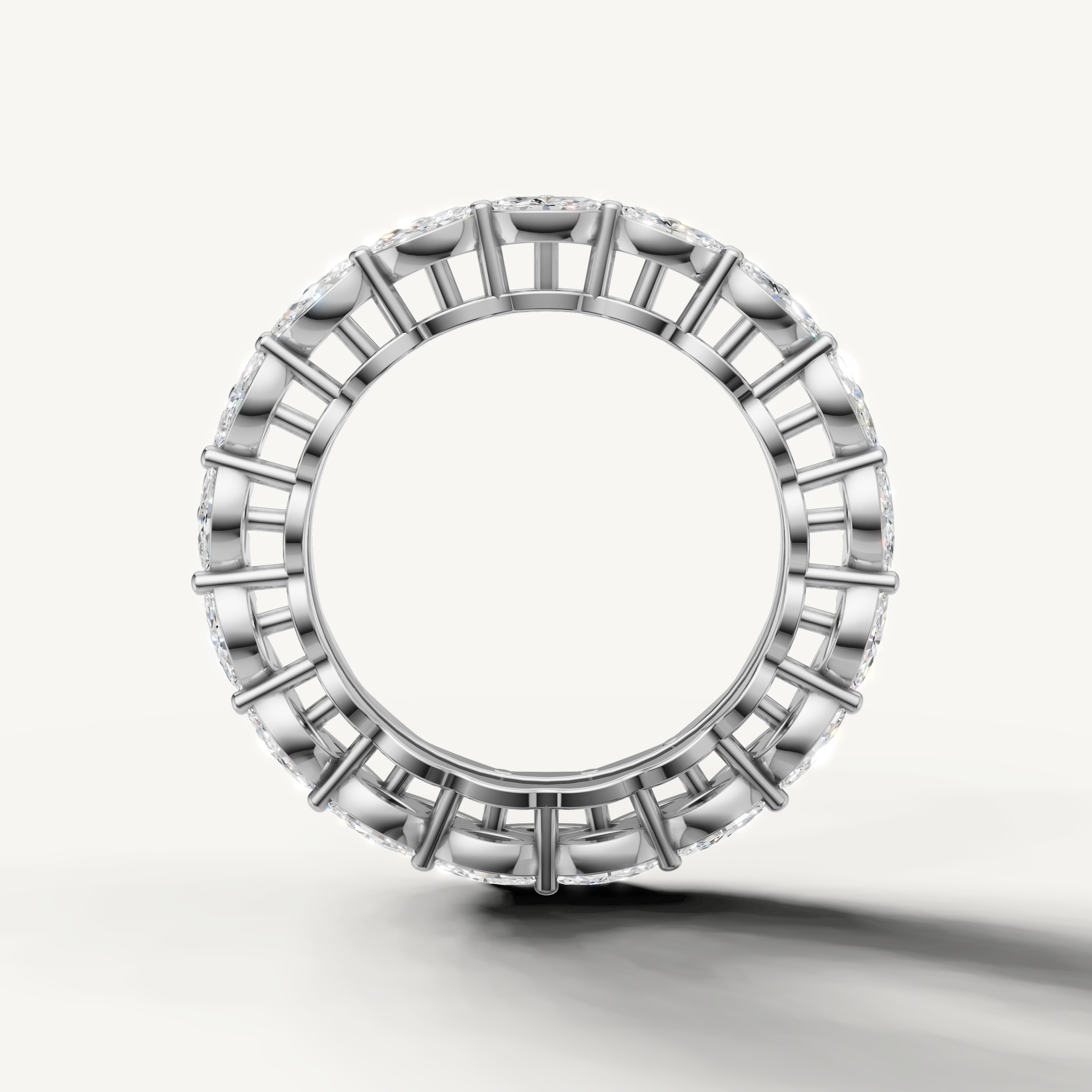 IGI certified marquise cut lab grown diamond eternity band for women in 14k white gold