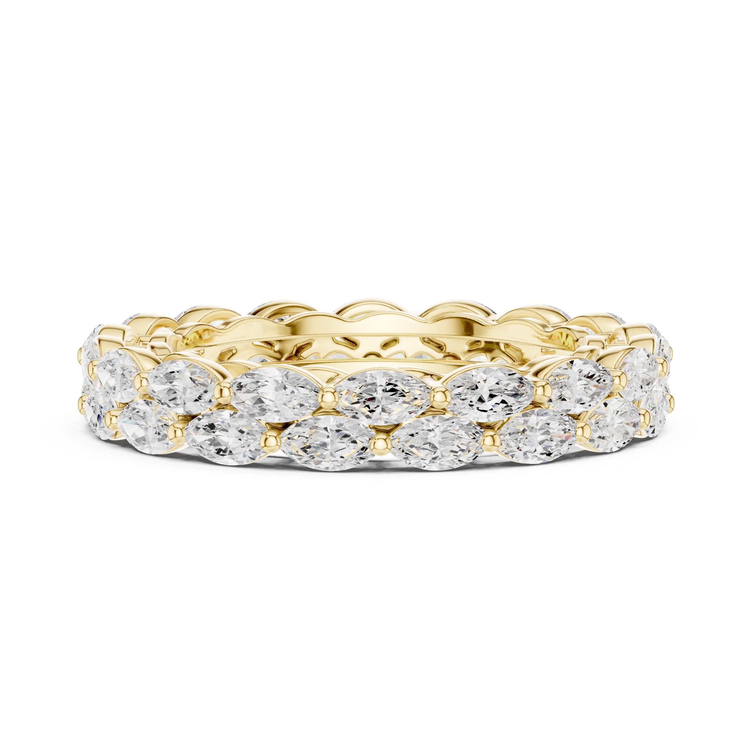 14K Gold Two-Row Marquise Lab-Grown Diamond Eternity Band