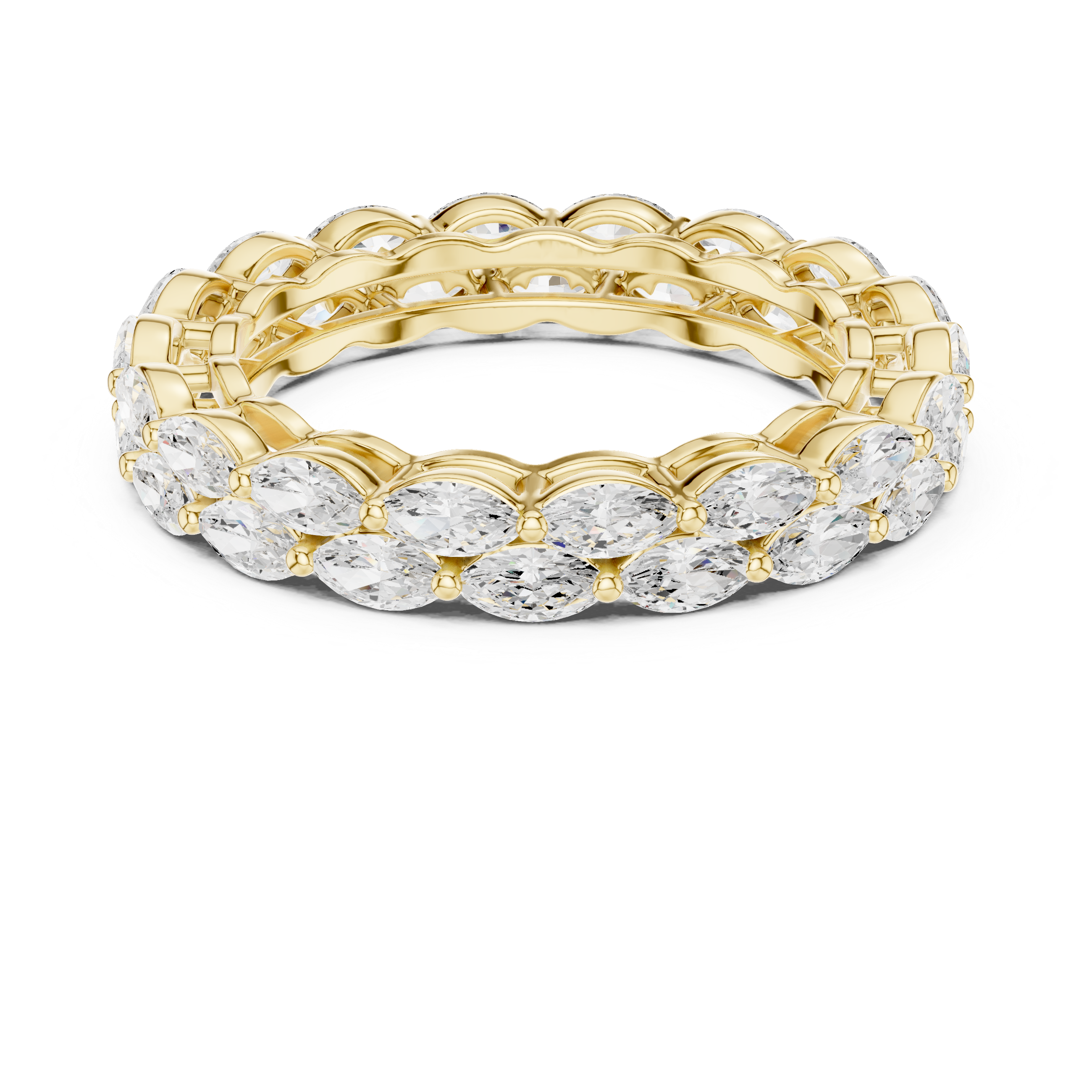 14K Gold Two-Row Marquise Lab-Grown Diamond Eternity Band