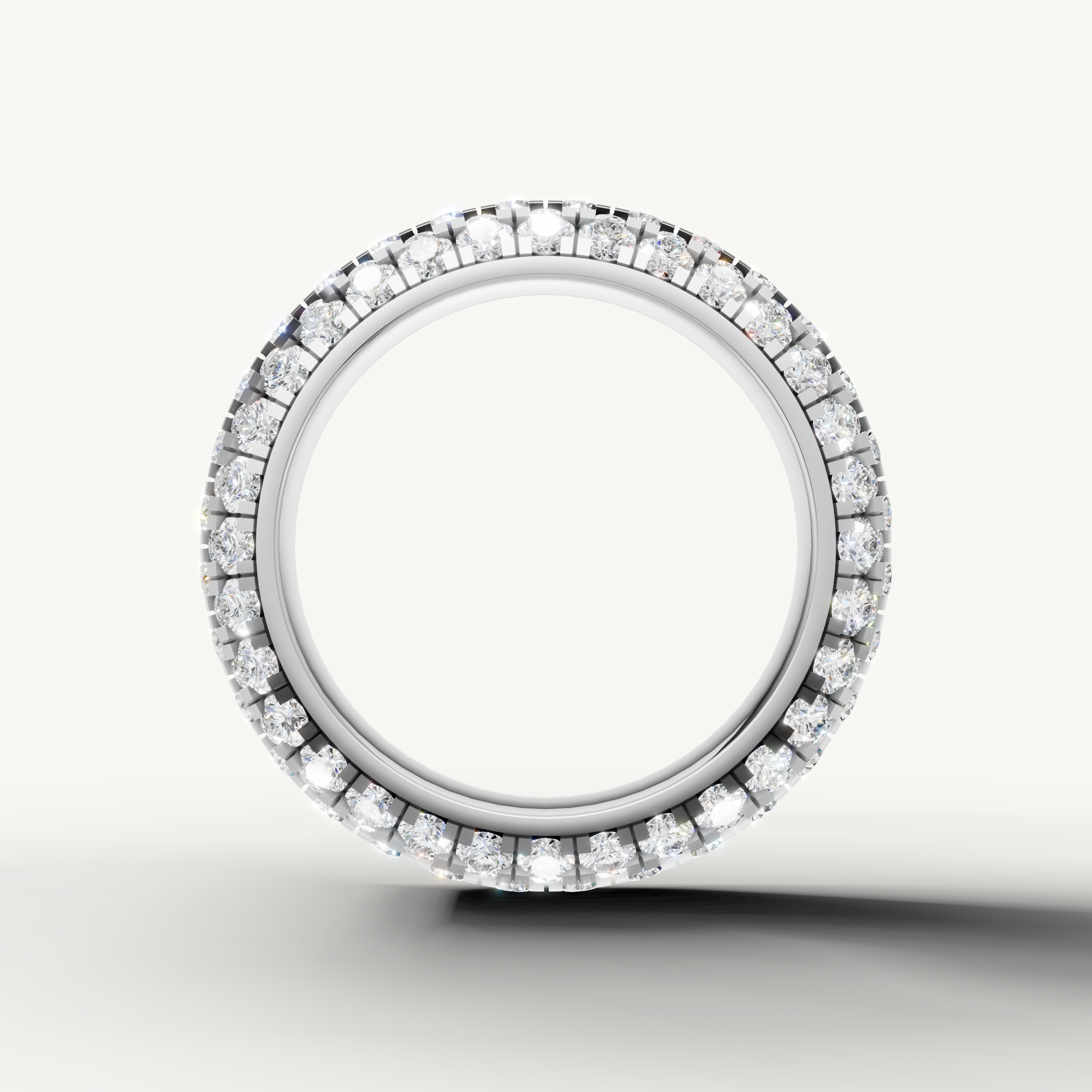 IGI certified lab grown diamond anniversary band with triple row pavé setting