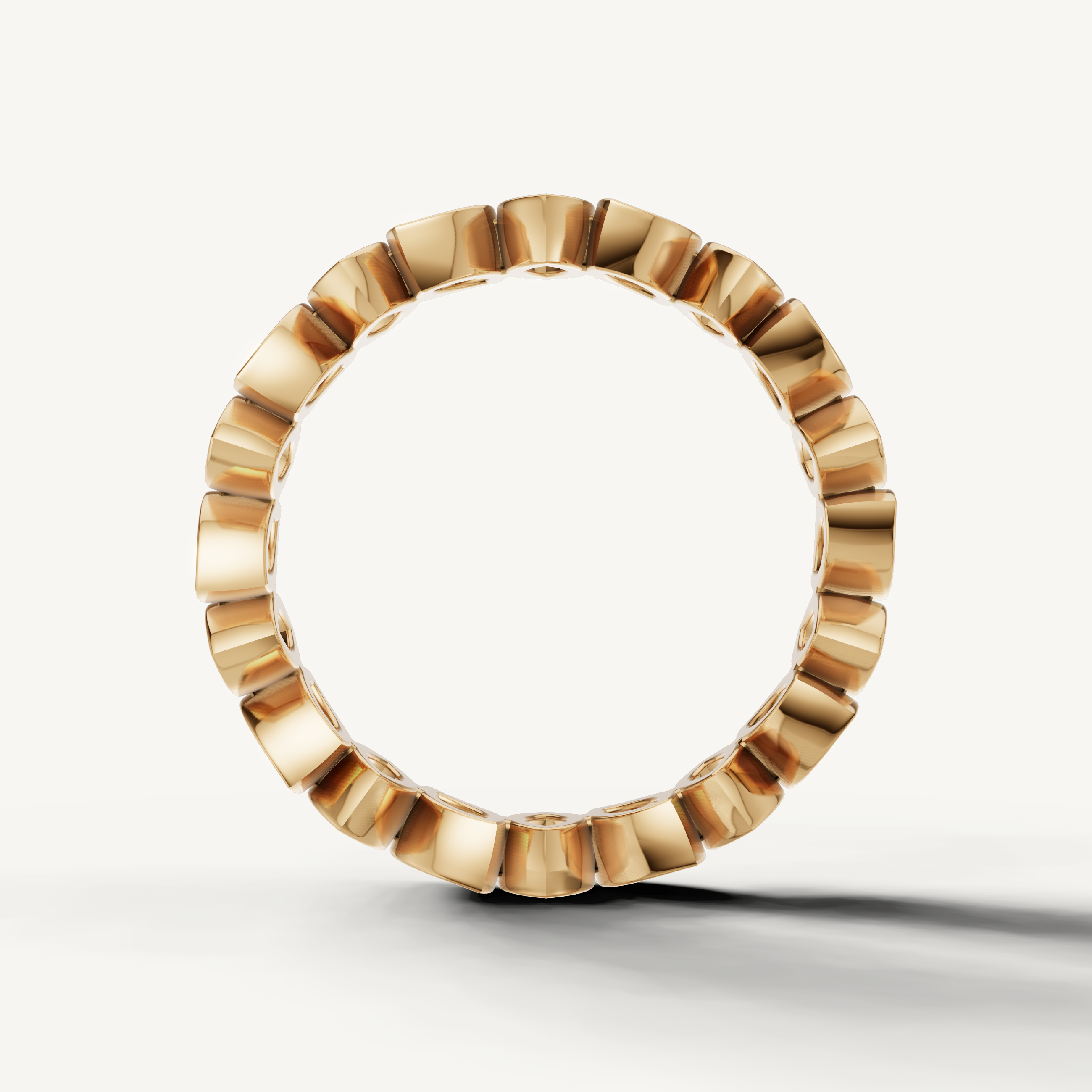 IGI certified lab grown diamond eternity band with sleek marquise bezel silhouette