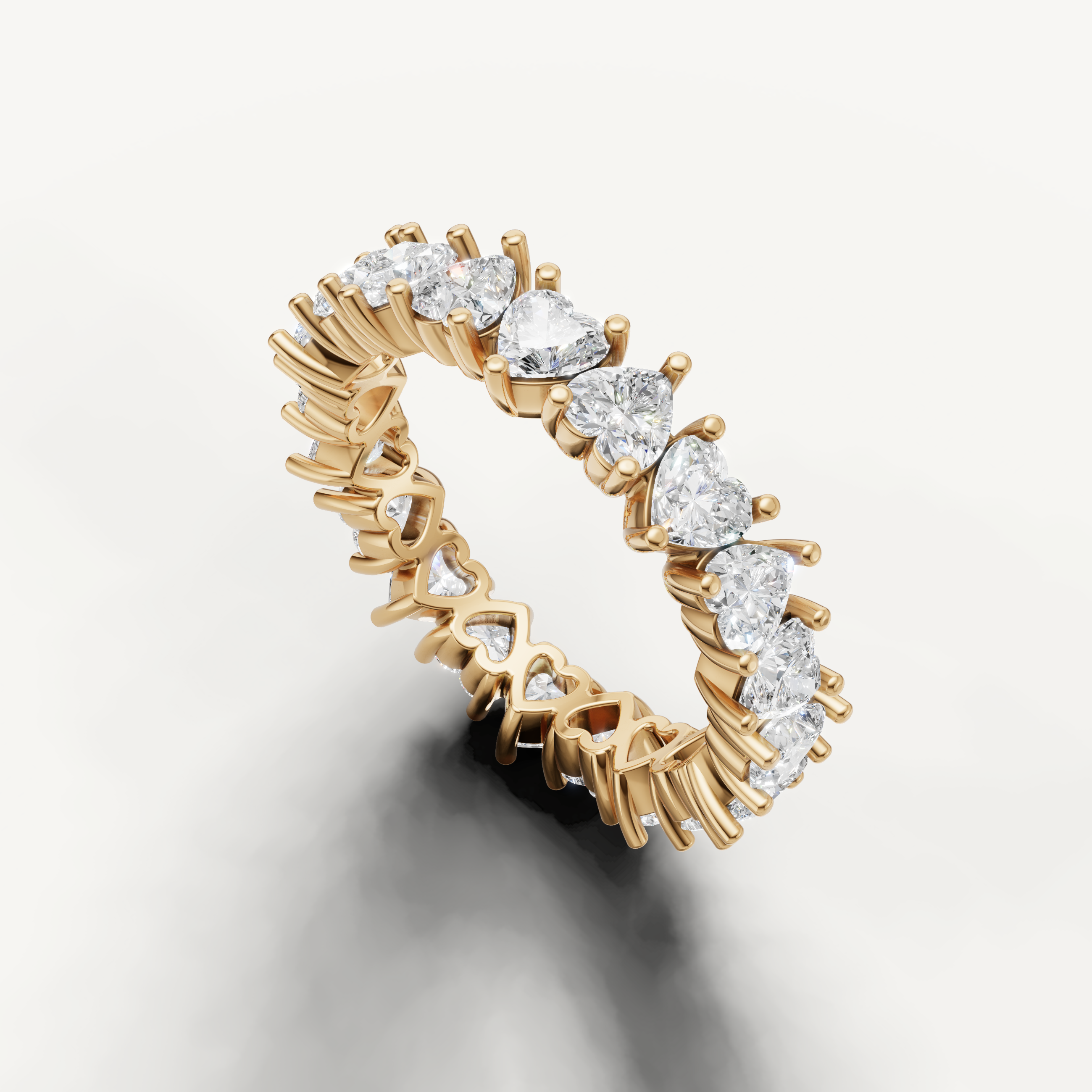 luxury heart cut lab grown diamond band with romantic open heart detailing